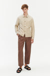 Workwear Jacket in a Blend of Cotton and Linen in Beige