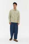 Workwear Jacket in a Blend of Cotton and Linen in Green