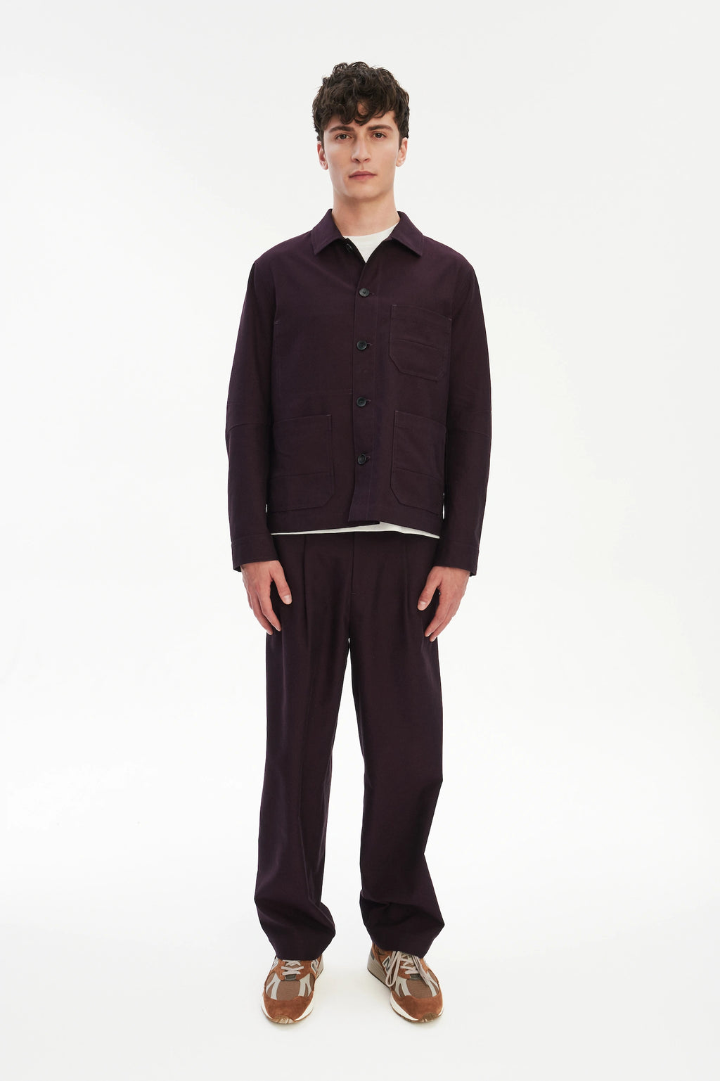 Workwear Jacket in the Wine Finest Italian Cotton by Subalpino