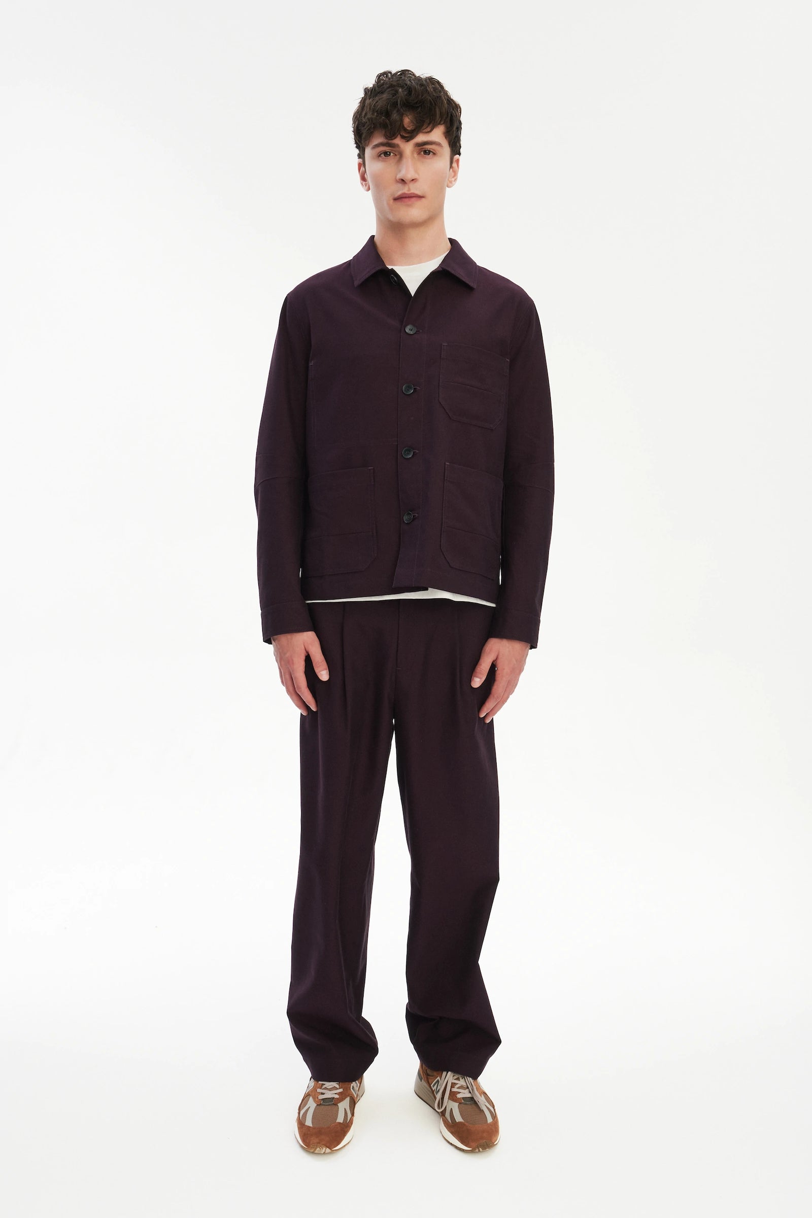 Dijon Workwear Jacket in a Deep Burgundy Red Italian Cotton by Subalpino