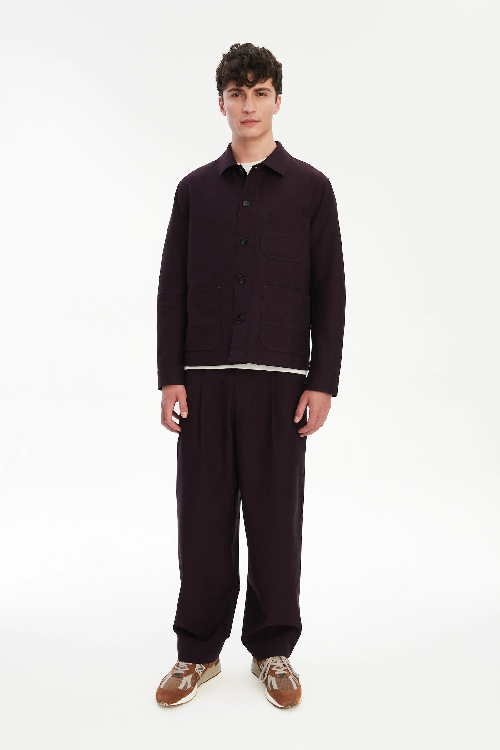 Dijon Workwear Jacket in a Deep Burgundy Red Italian Cotton by Subalpino