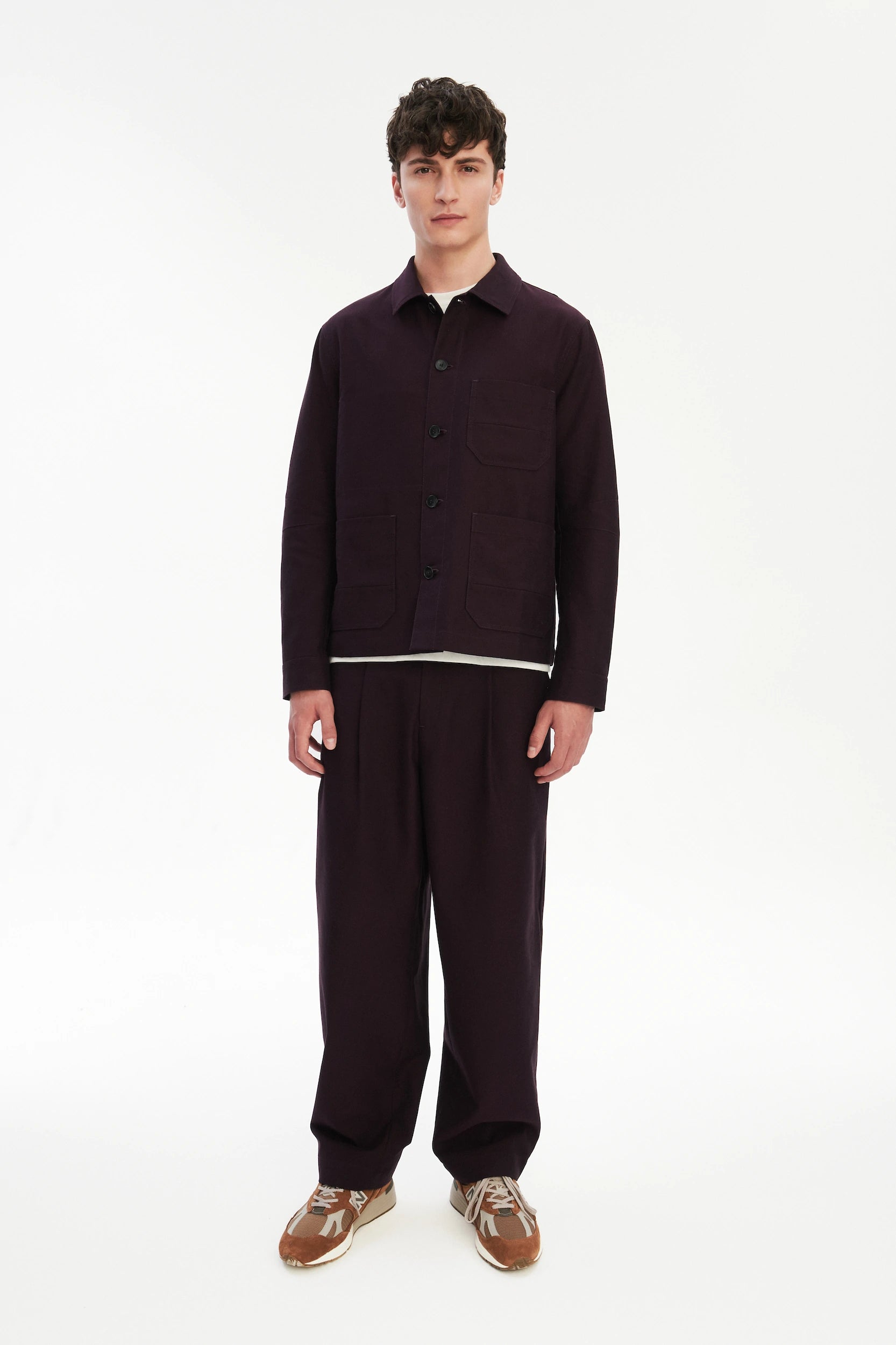 Workwear Jacket in the Wine Finest Italian Cotton by Subalpino