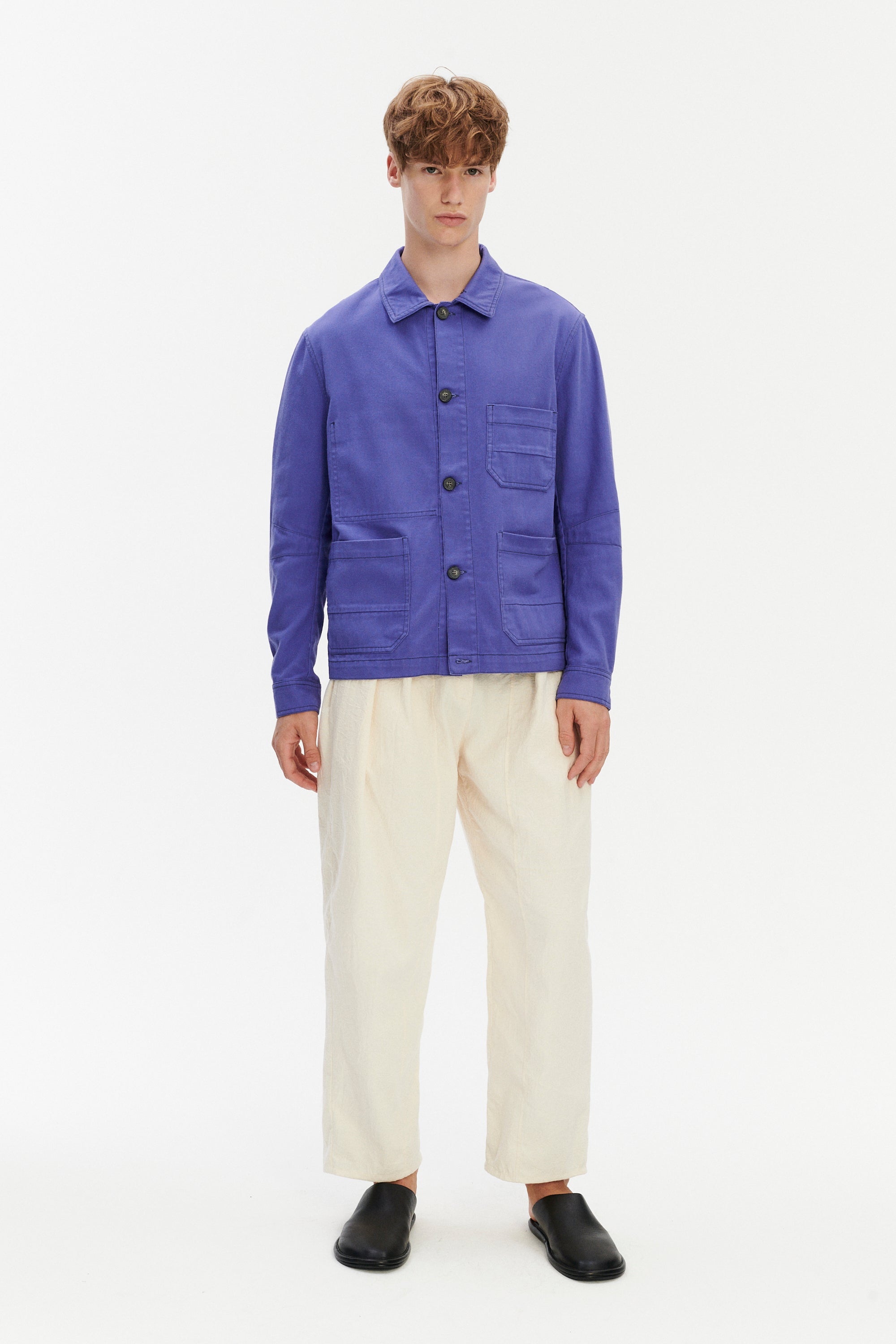 Pre-Order - French Workwear Jacket in a Japanese Cotton - Purple
