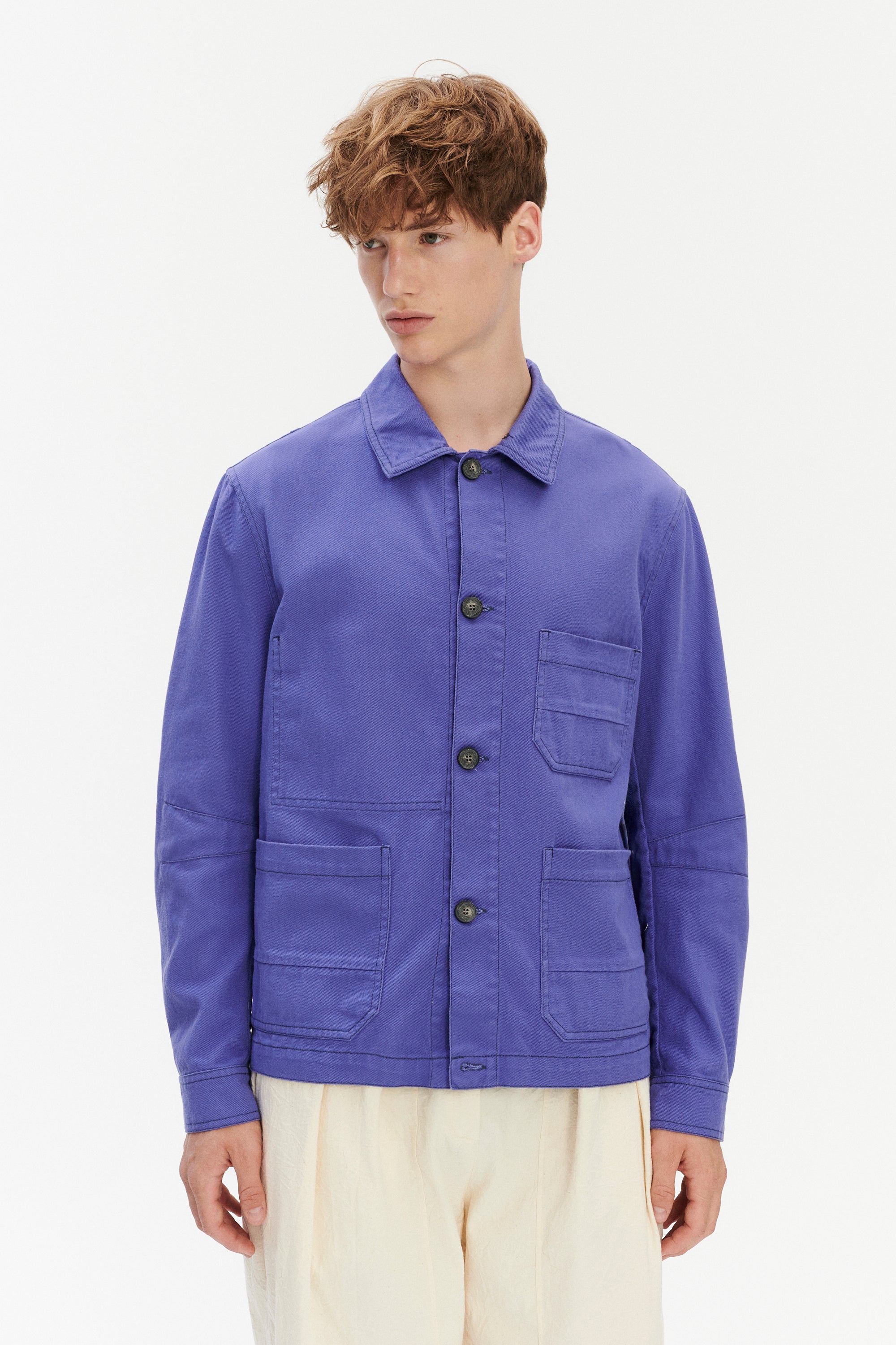 Pre-Order - French Workwear Jacket in a Japanese Cotton - Purple