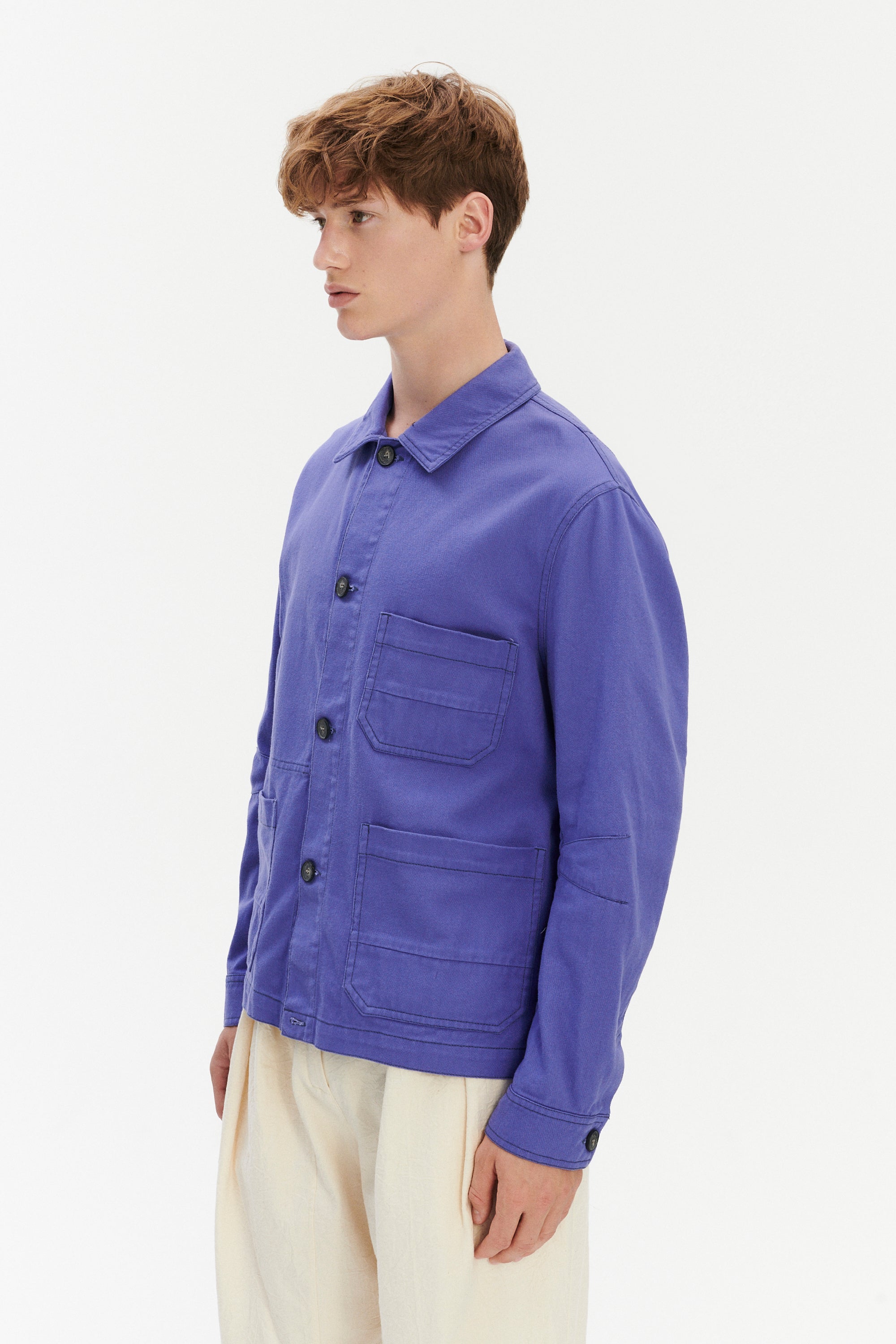 Pre-Order - French Workwear Jacket in a Japanese Cotton - Purple