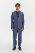 Smart Relaxed Blazer in a Natural Stretch Navy and Pilot Blue Italian Traceable Linen