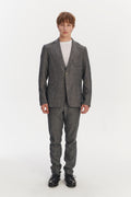 Relaxed Blazer in a Grey Blend of Italian Virgin Wool, Silk and Linen by Zignone