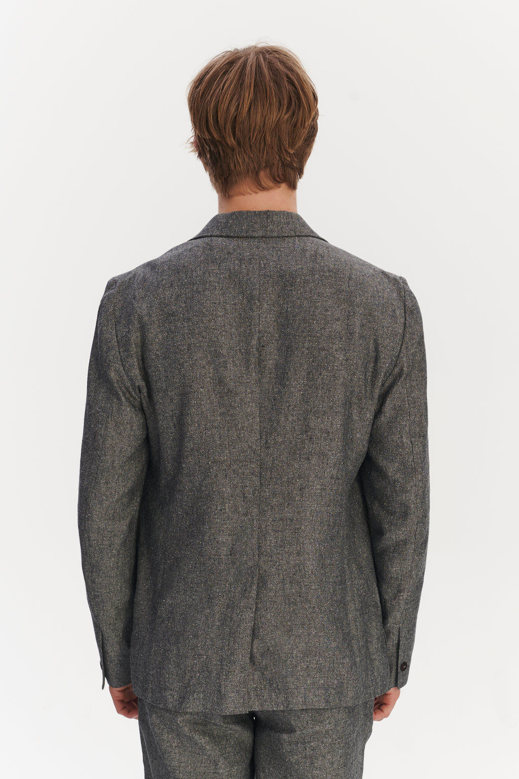 Relaxed Blazer in a Grey Blend of Italian Virgin Wool, Silk and Linen by Zignone