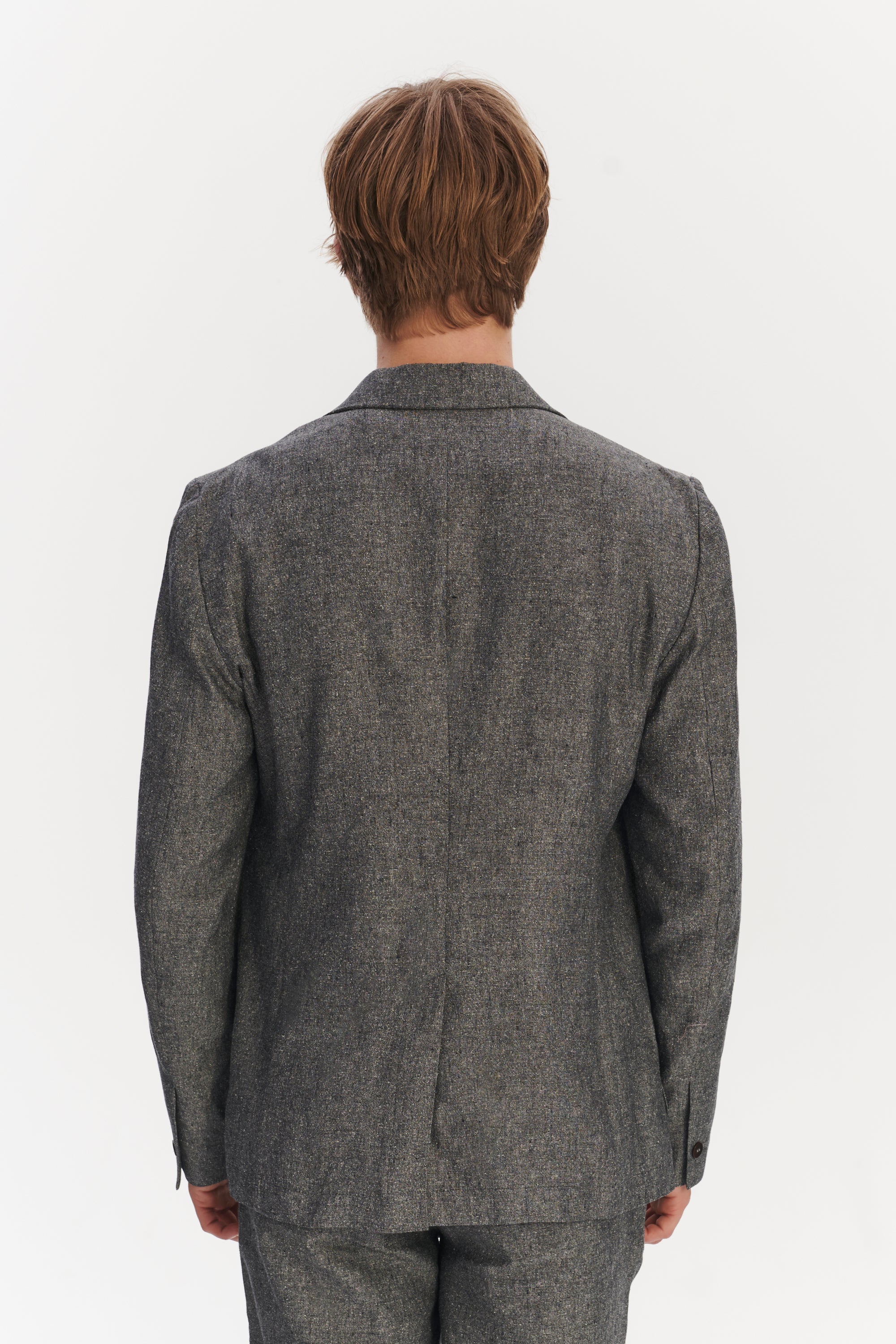 Relaxed Blazer in a Grey Blend of Italian Virgin Wool, Silk and Linen by Zignone