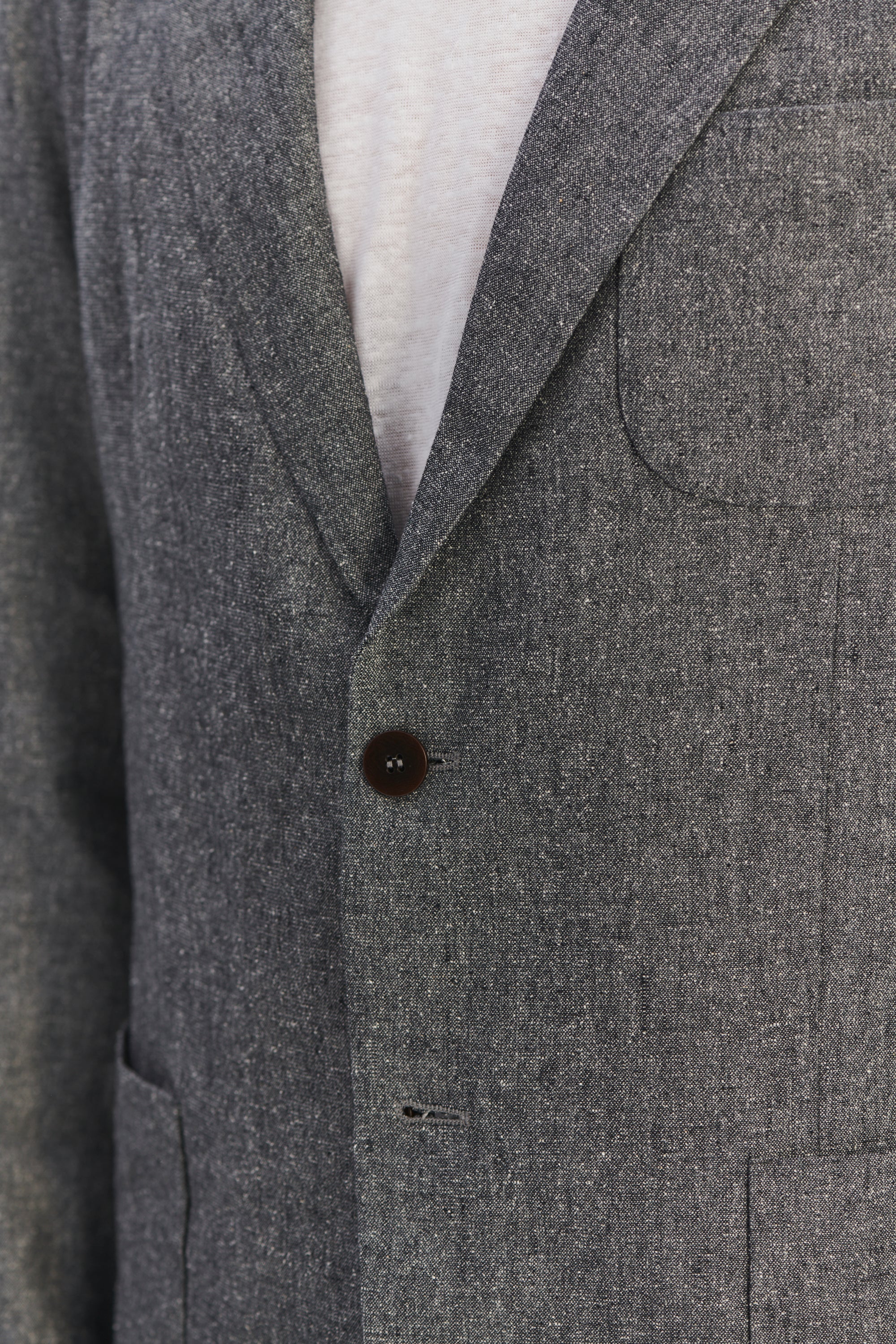 Relaxed Blazer in a Grey Blend of Italian Virgin Wool, Silk and Linen by Zignone
