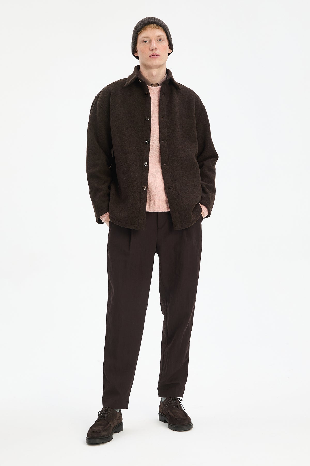 Jacket in a Fine Dark Chocolate Boiled Wool