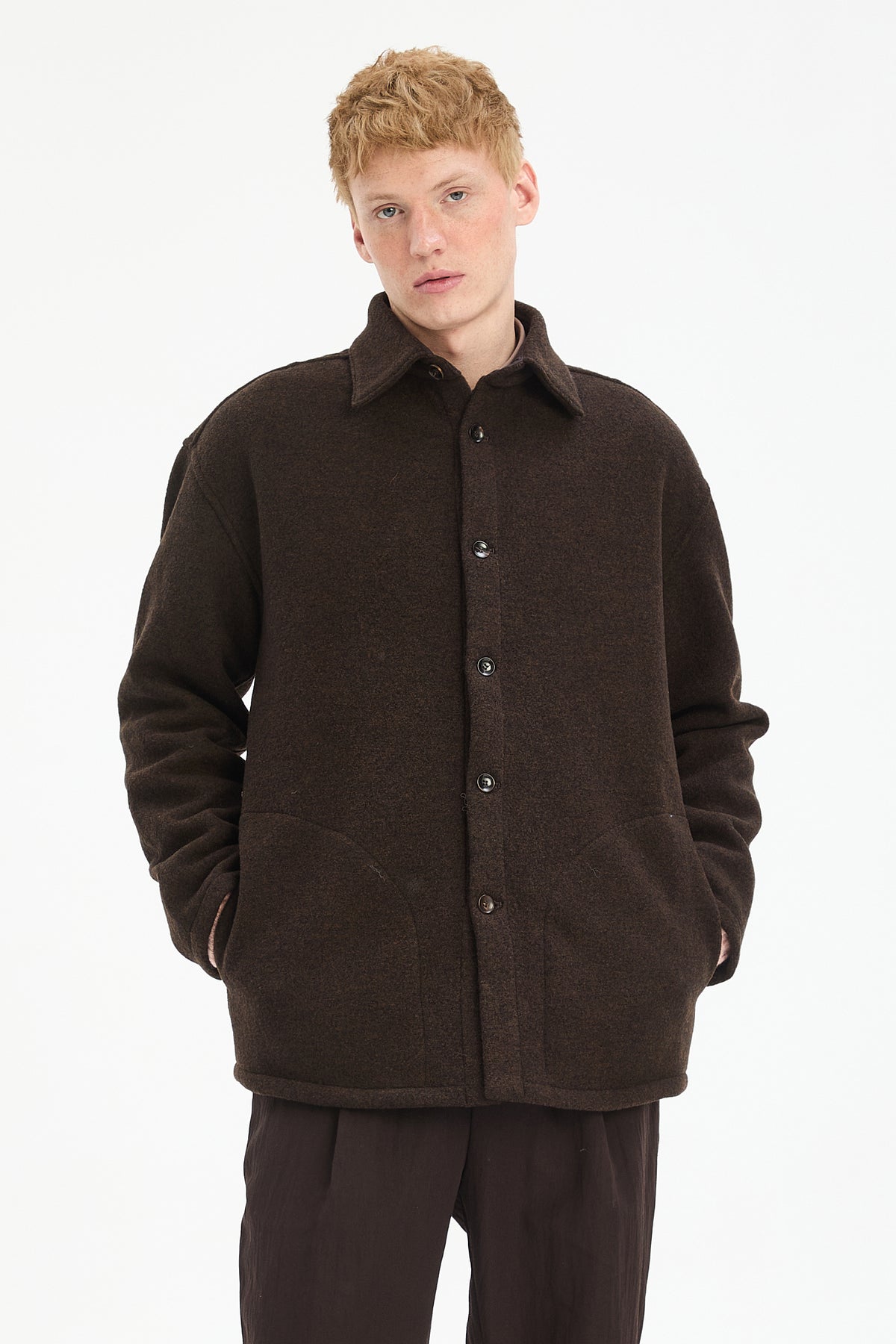 Jacket in a Fine Dark Chocolate Boiled Wool