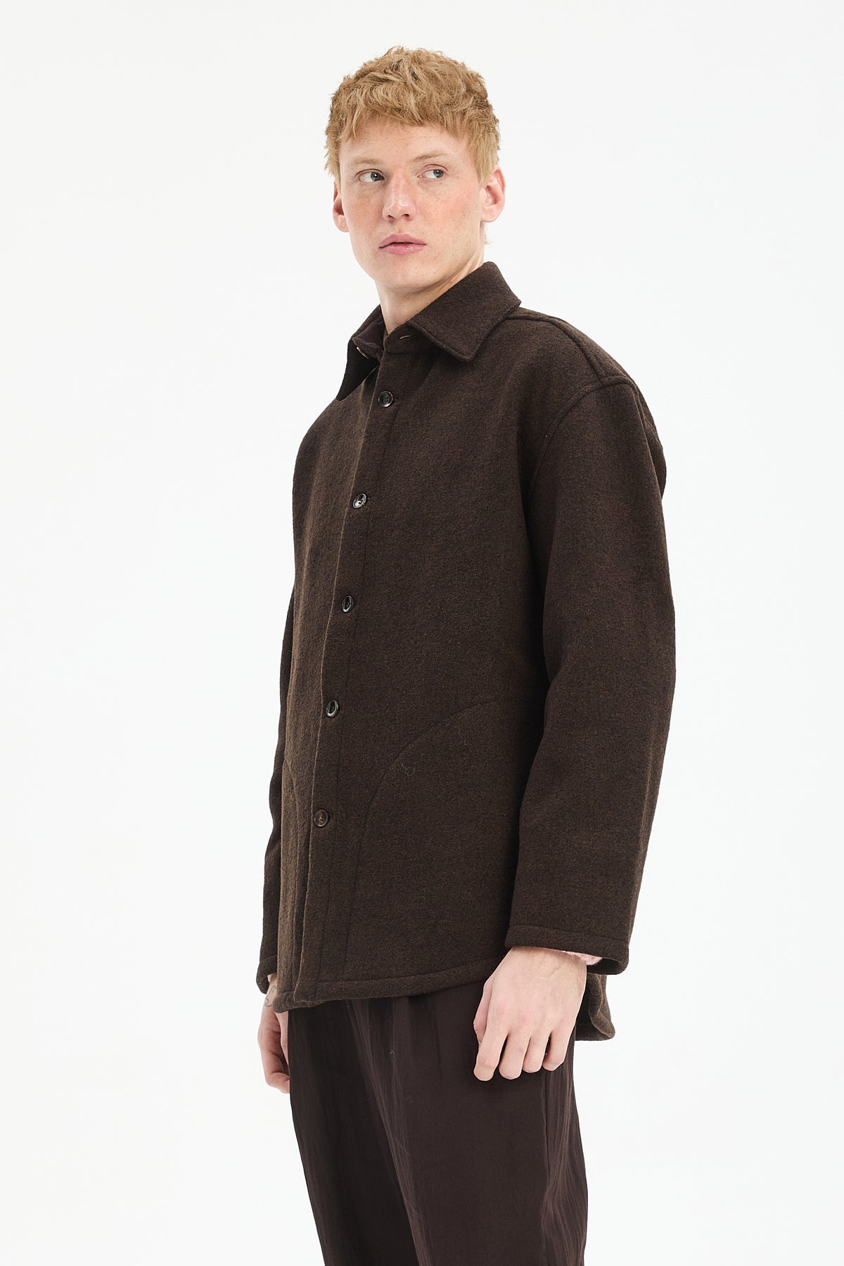 Jacket in a Fine Dark Chocolate Boiled Wool