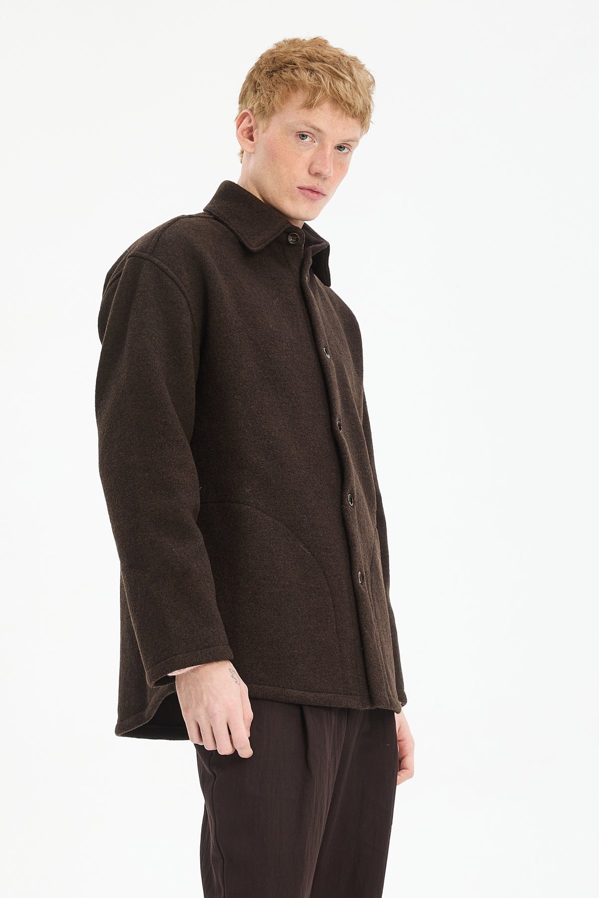 Jacket in a Fine Dark Chocolate Boiled Wool