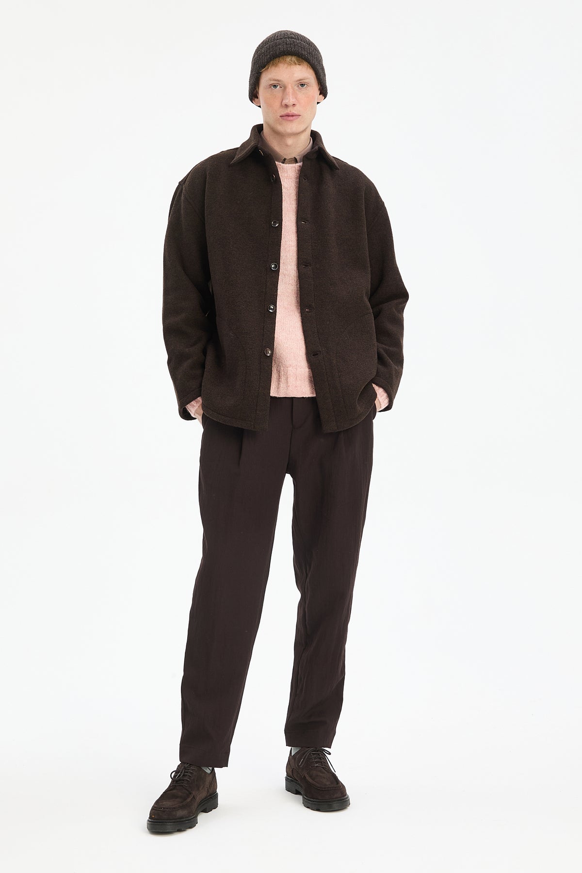 Jacket in a Fine Dark Chocolate Boiled Wool