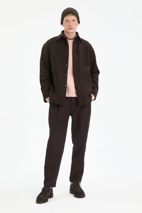 Jacket in a Fine Dark Chocolate Boiled Wool