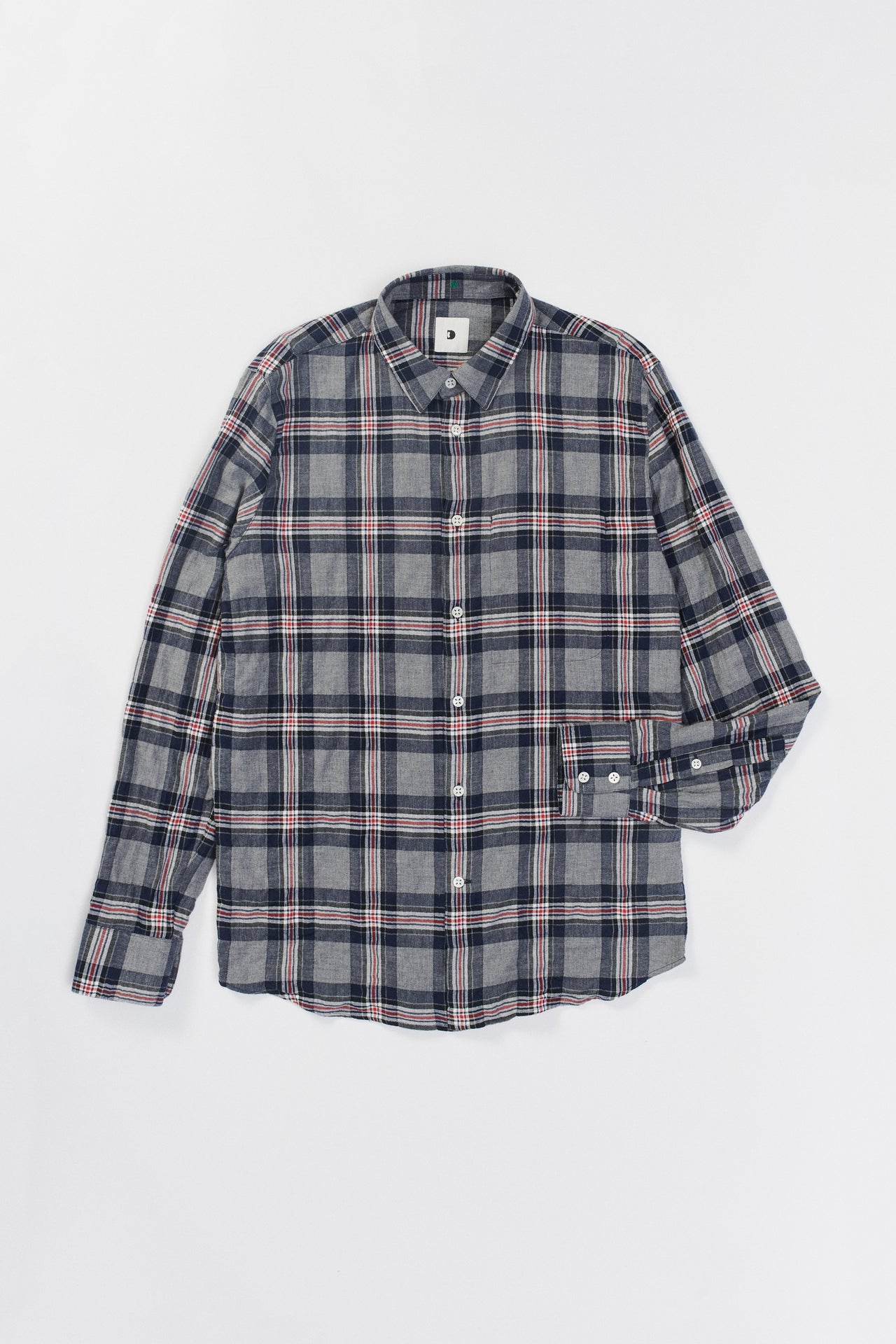 Feel Good Shirt in a Fine Blue, Red and Grey Chequered Japanese Cotton Flannel