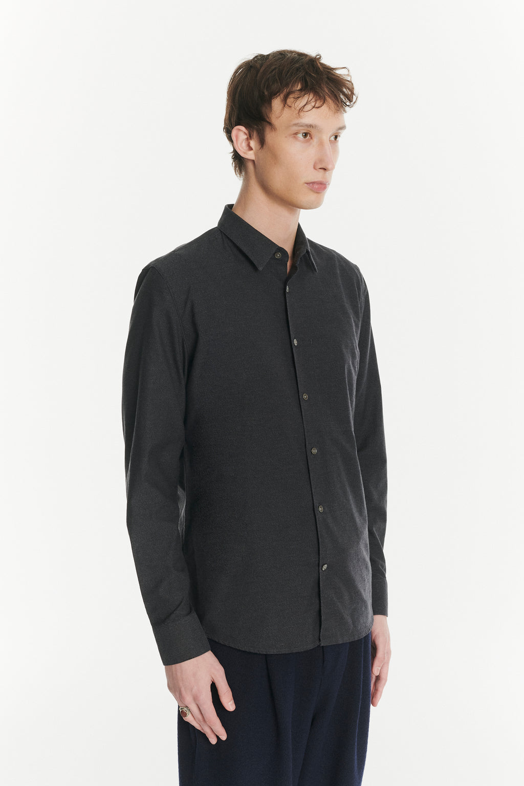 Feel Good Shirt in a Fine Dark Grey Italian Cotton Oxford