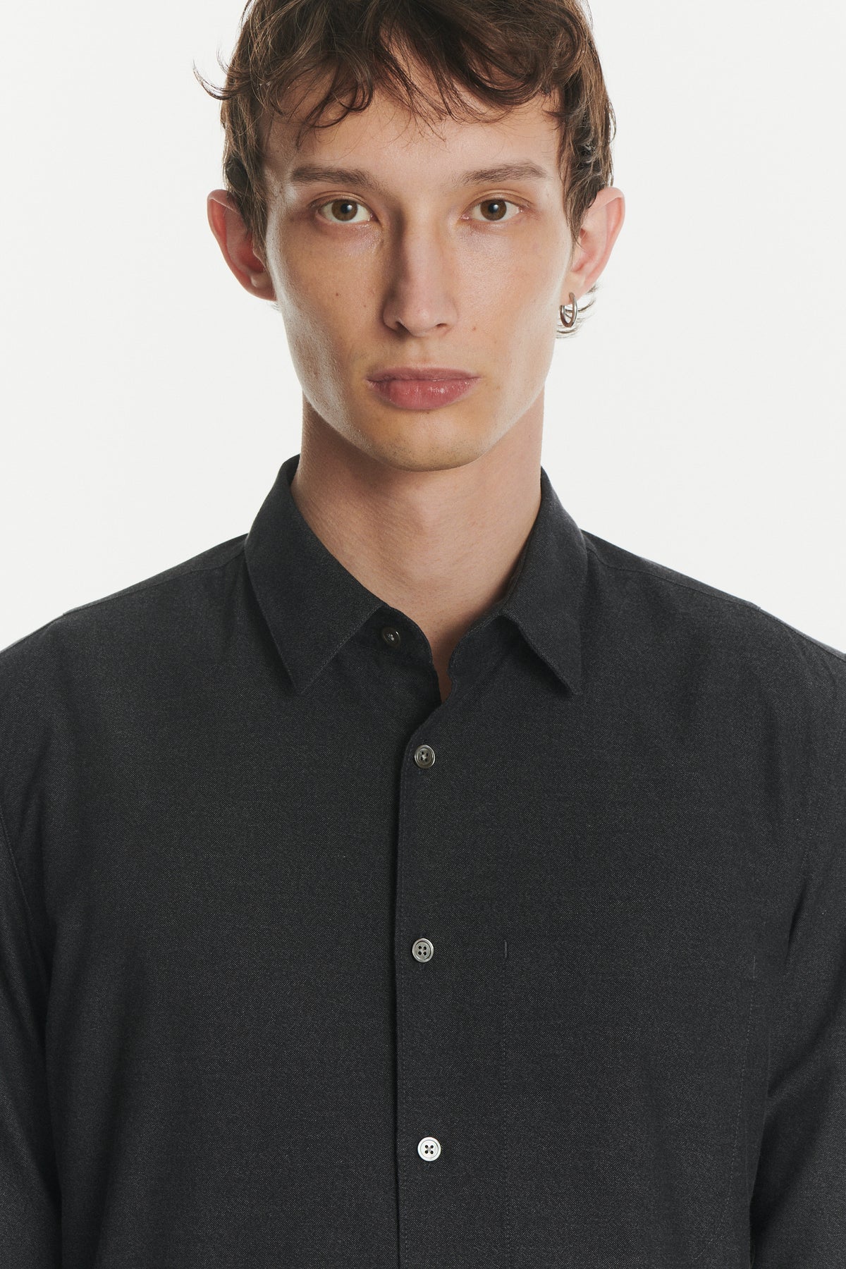Feel Good Shirt in a Fine Dark Grey Italian Cotton Oxford