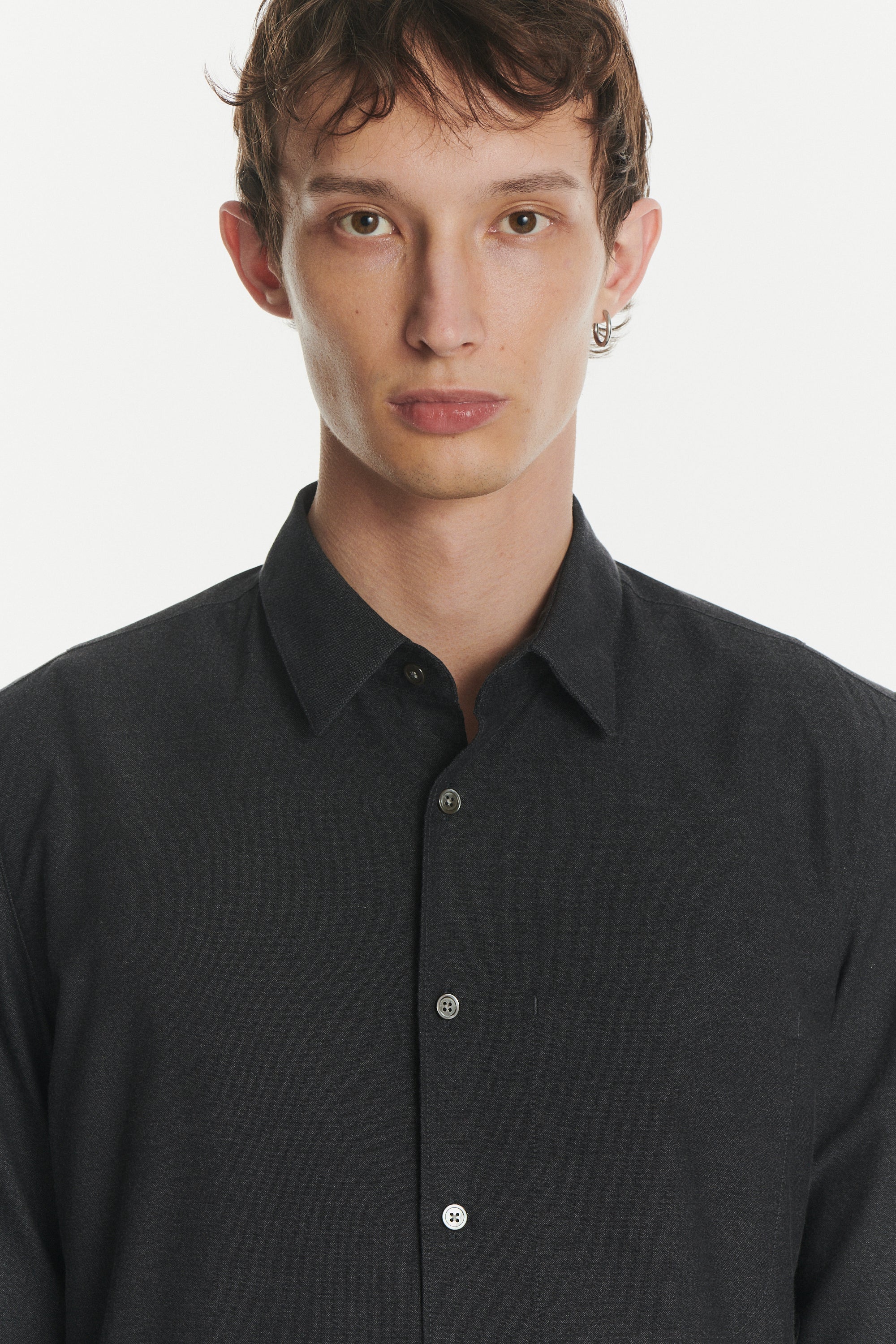 Feel Good Shirt in a Fine Dark Grey Italian Cotton Oxford