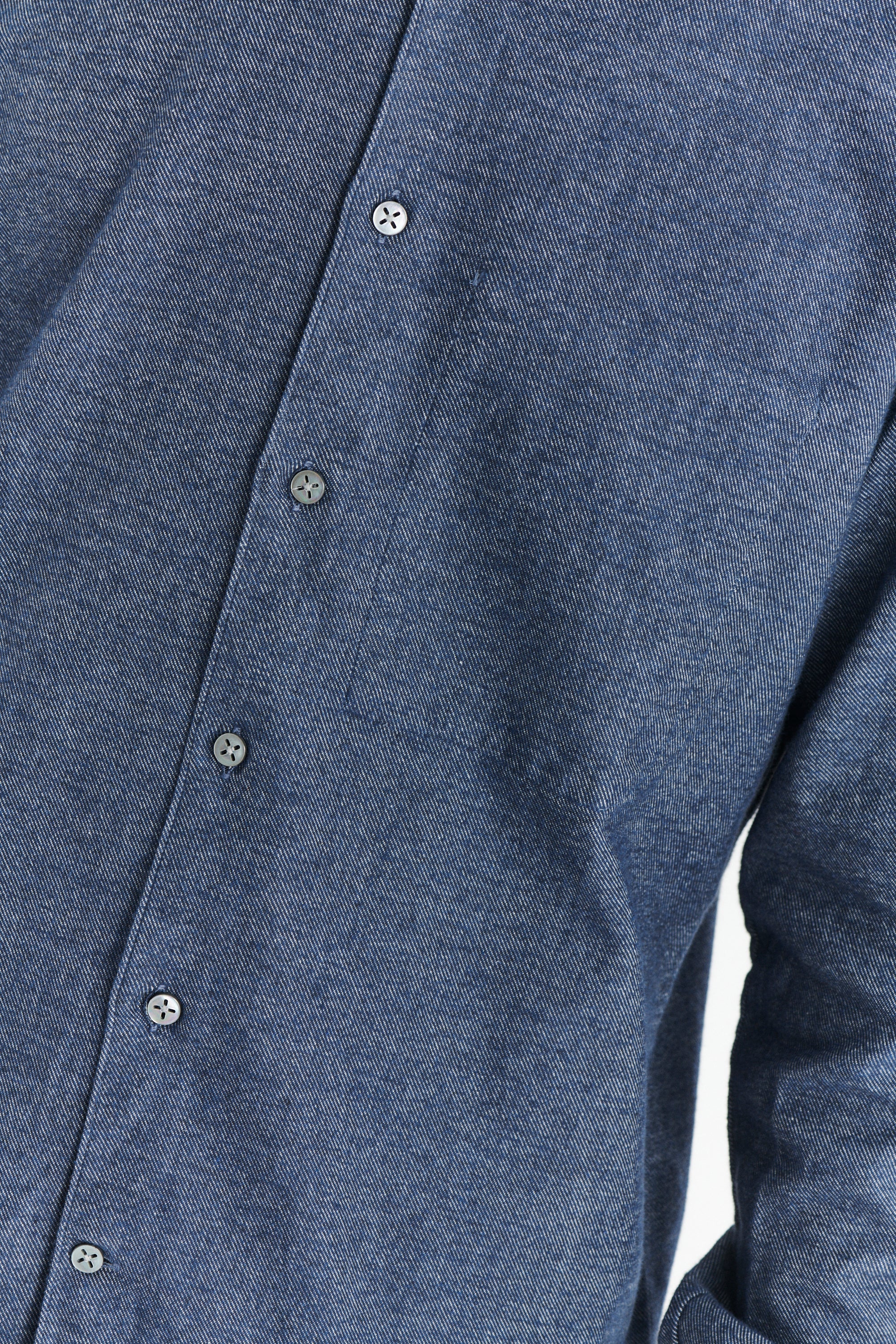Feel Good Shirt in a Fine Italian Indigo Blue Diagonal Brushed Cotton Flannel