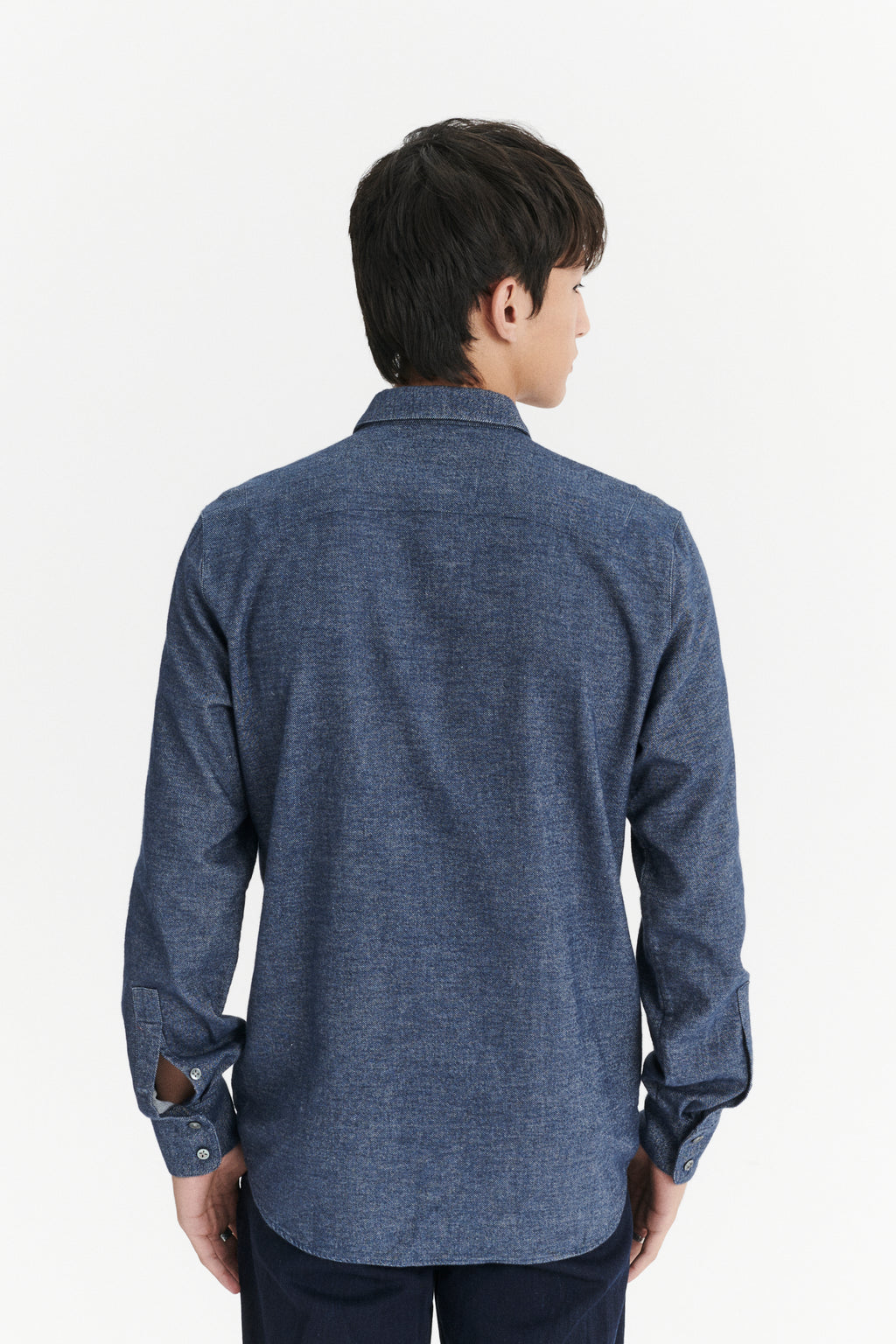 Feel Good Shirt in a Fine Italian Indigo Blue Diagonal Brushed Cotton Flannel