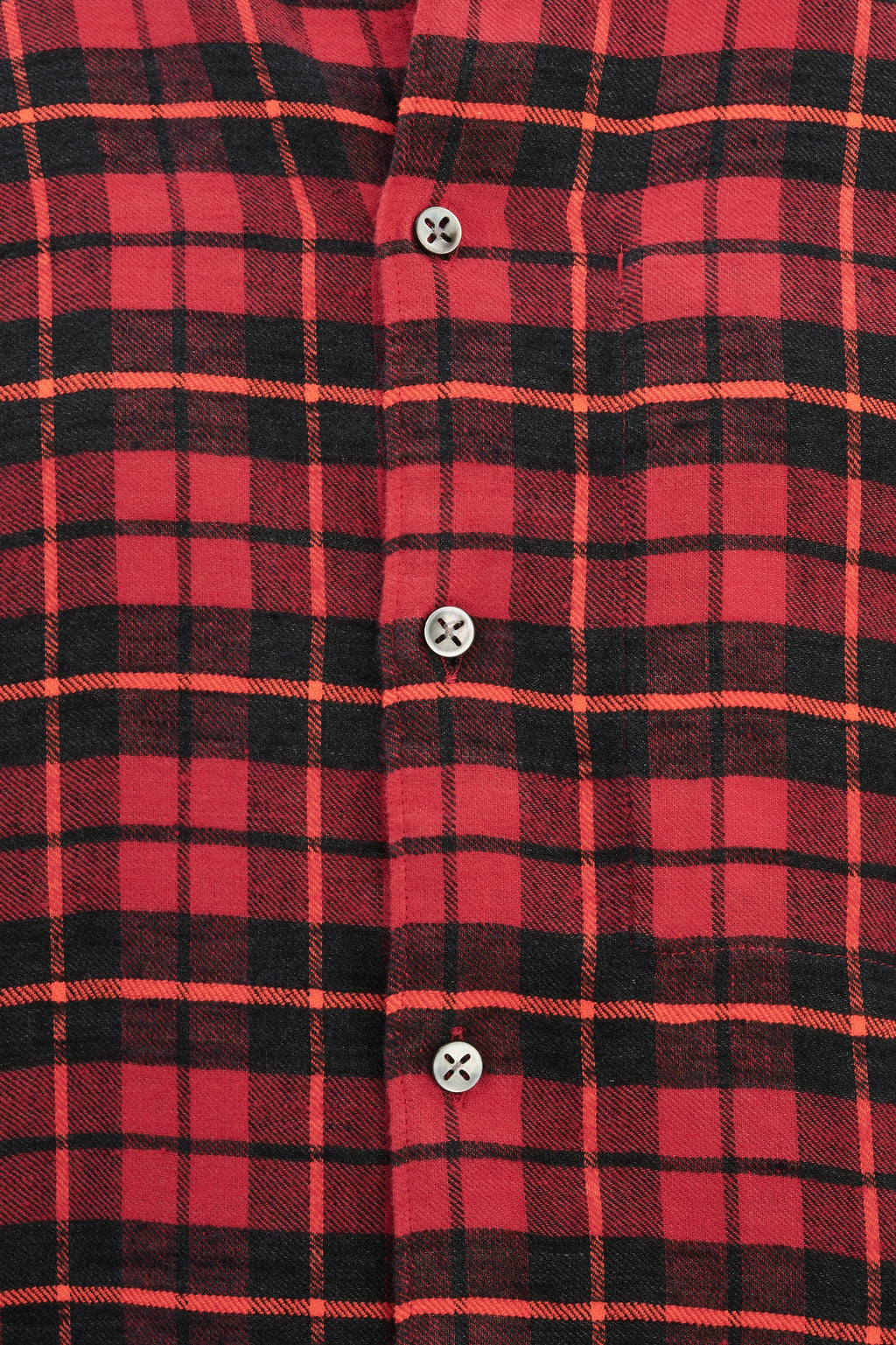 Feel Good Shirt in a Red, Orange and Black Chequered Italian Winter Linen Flannel
