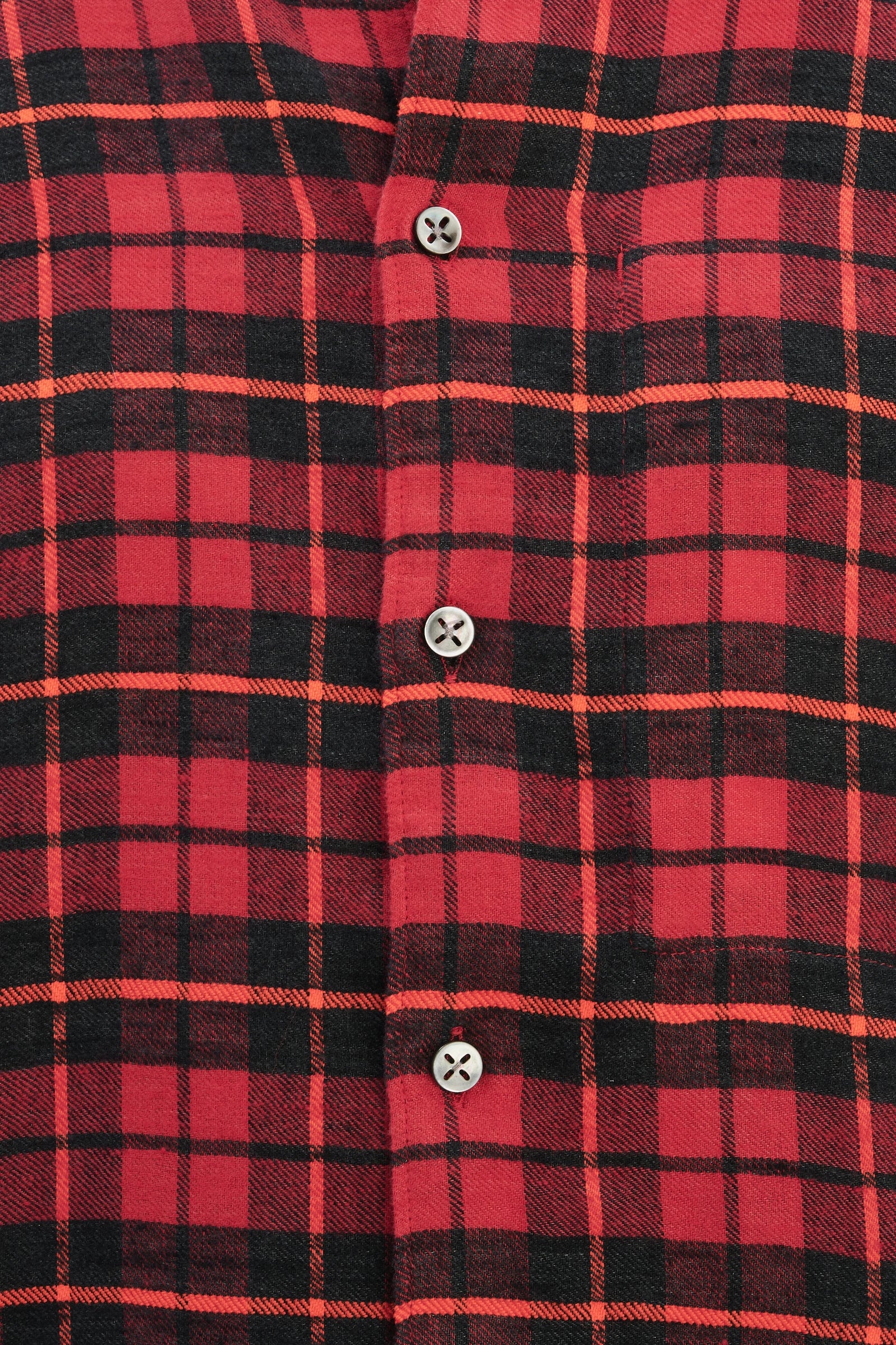 Feel Good Shirt in a Red, Orange and Black Chequered Italian Winter Linen Flannel