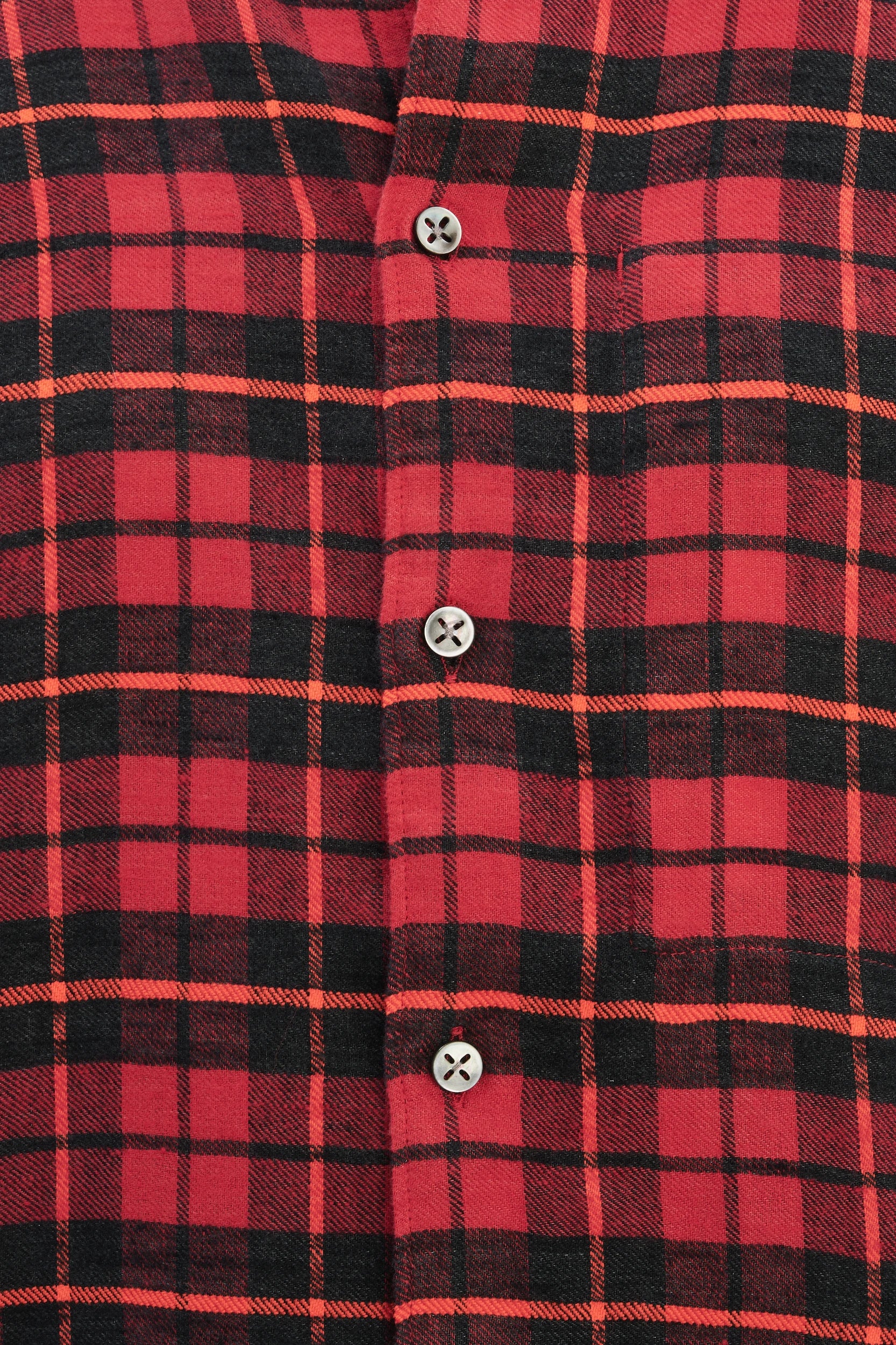 Feel Good Shirt in a Red, Orange and Black Chequered Italian Winter Linen Flannel