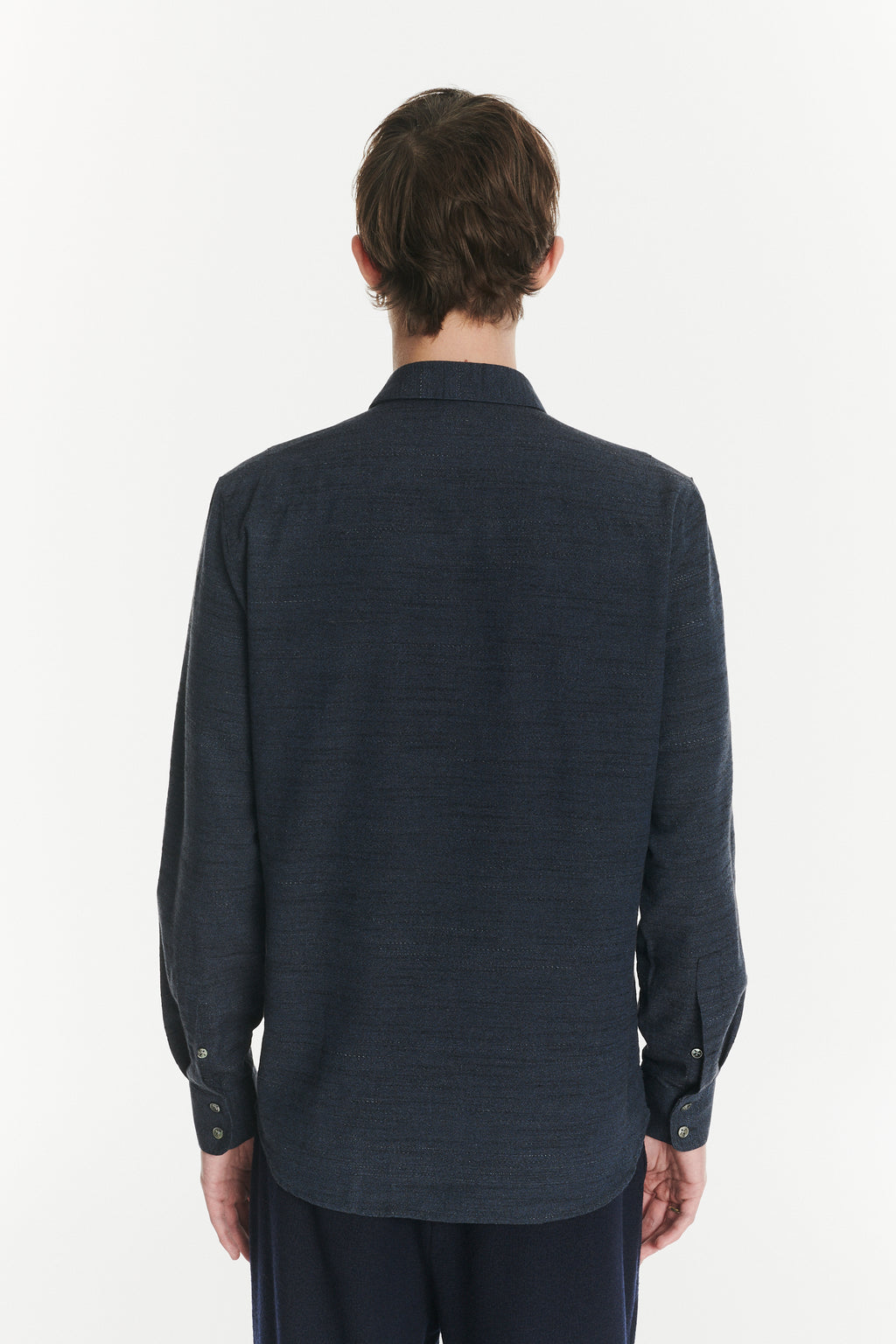 Feel Good Shirt in the Finest Navy Blue, Black and Grey Cotton and Wool