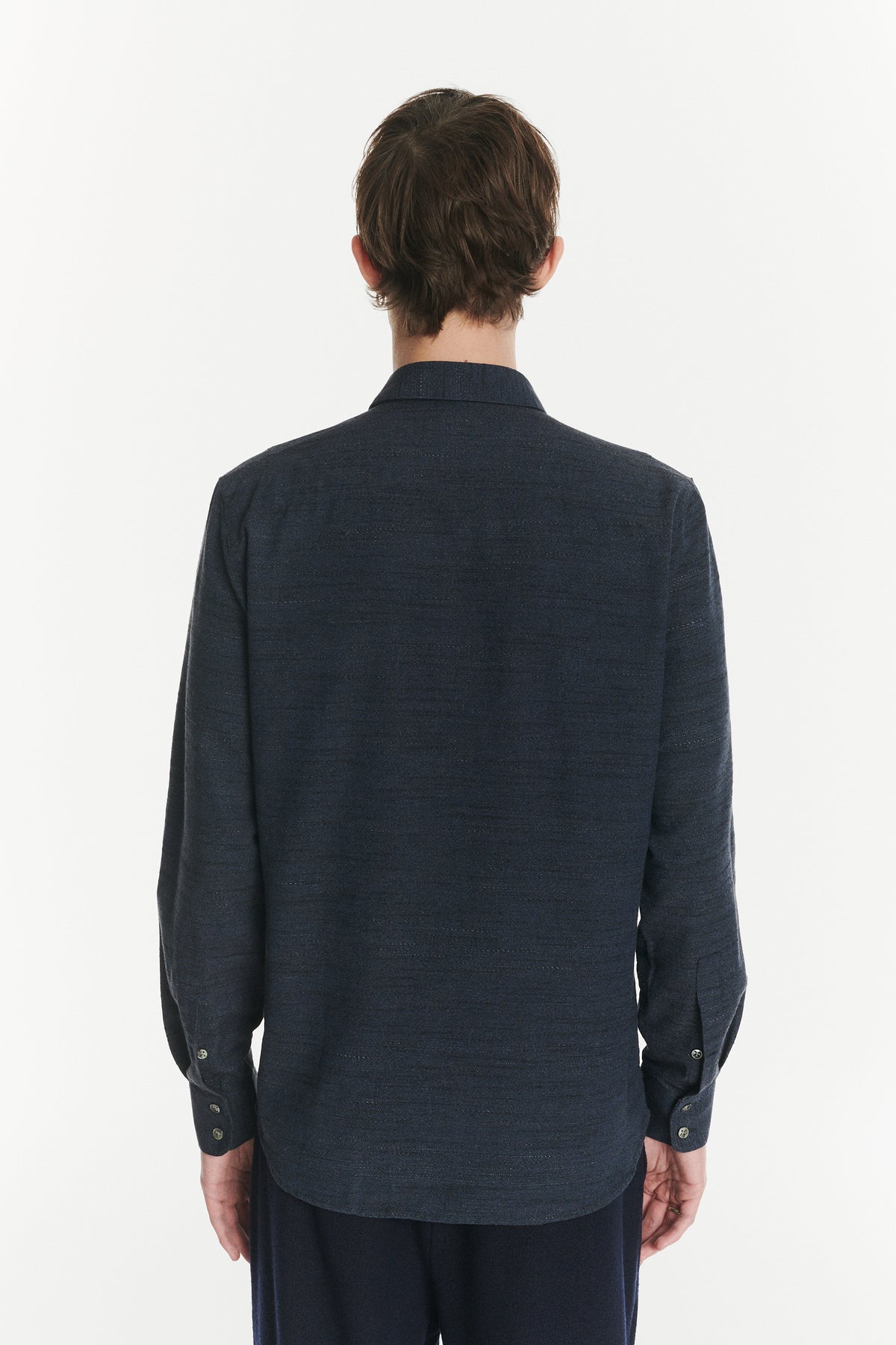 Feel Good Shirt in the Finest Navy Blue, Black and Grey Italian Cotton and Wool