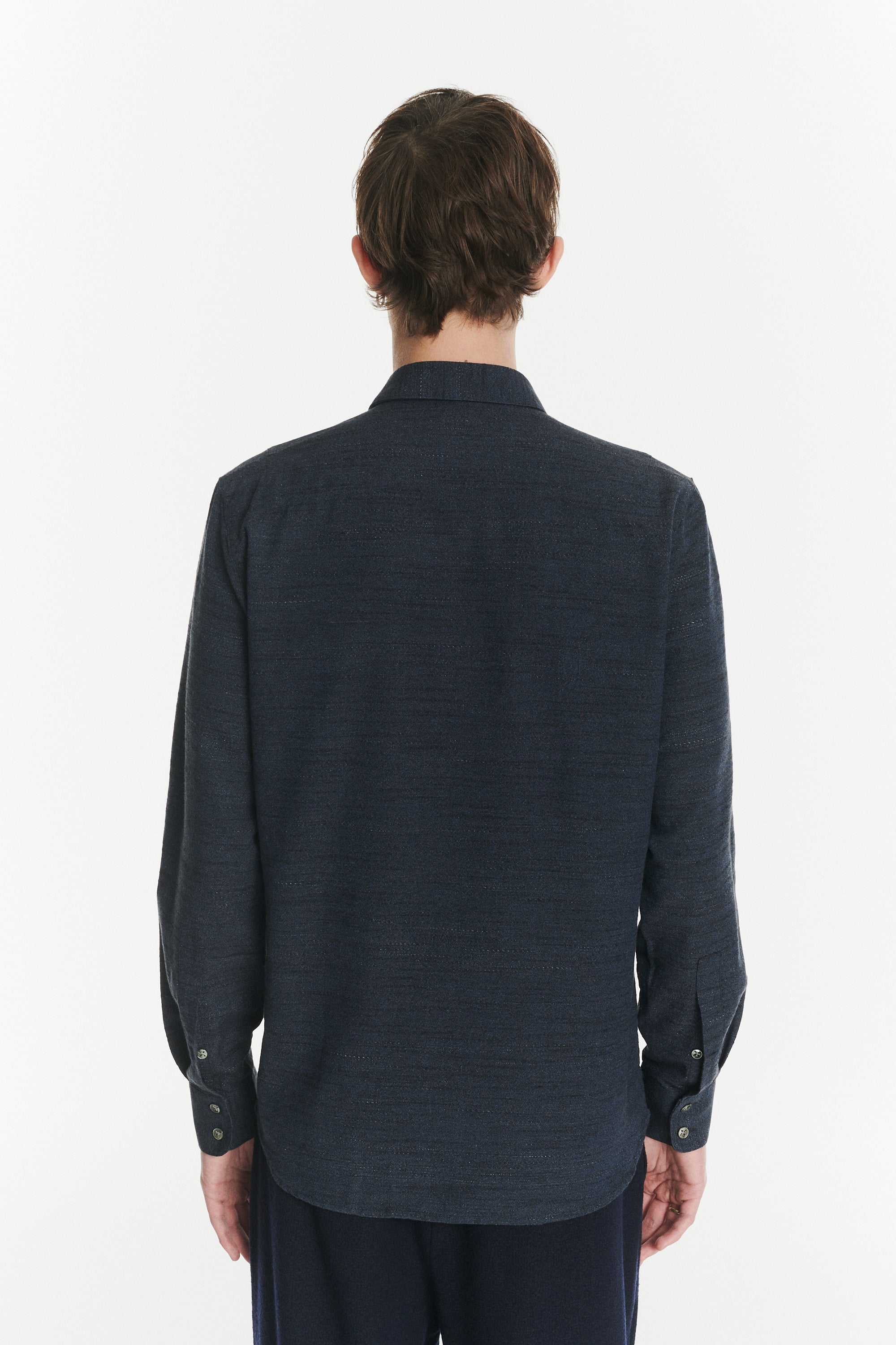 Feel Good Shirt in the Finest Navy Blue, Black and Grey Cotton and Wool