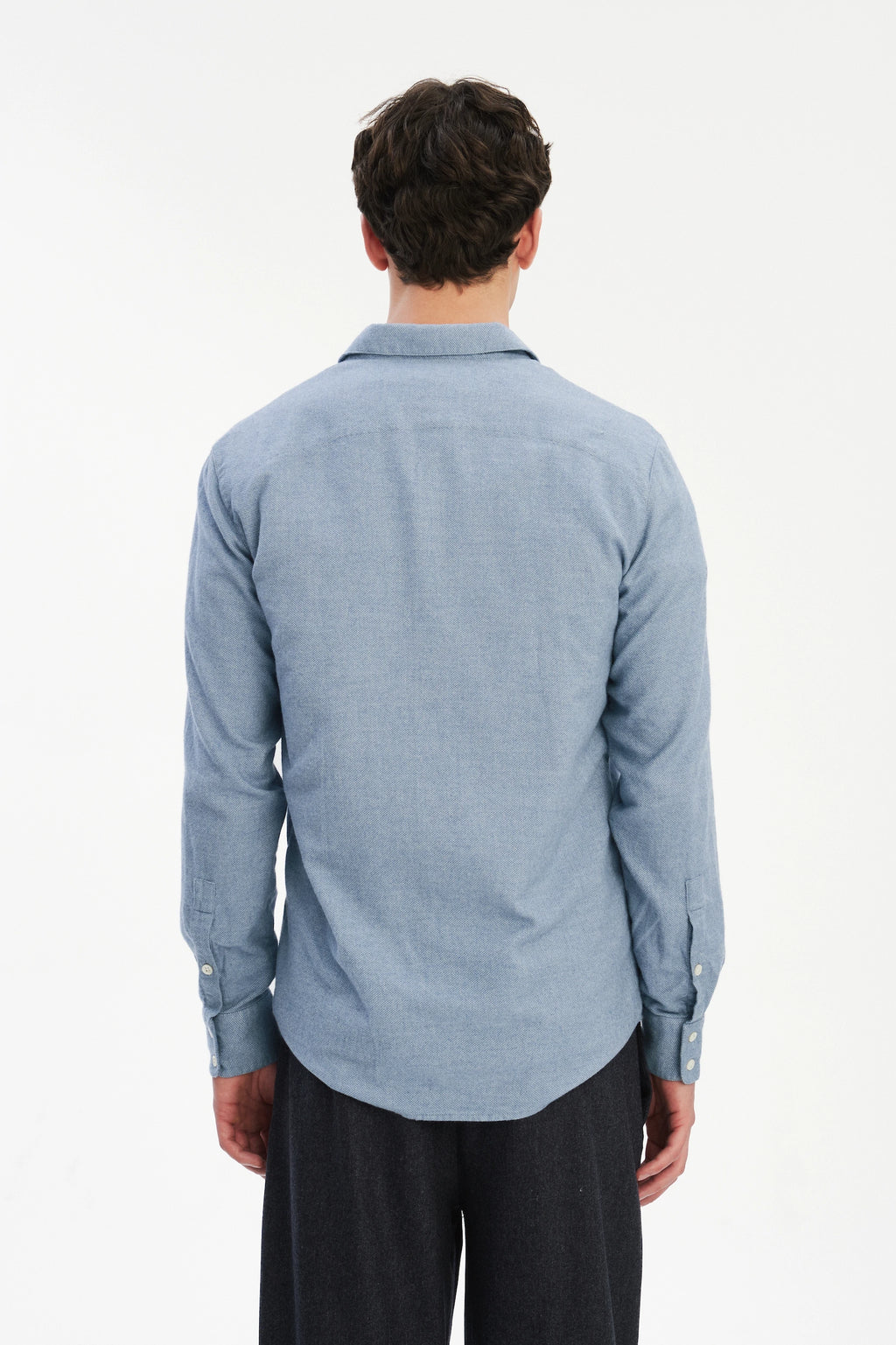 Feel Good Shirt in a Blue Soft Double Brushed Italian Cotton Flannel