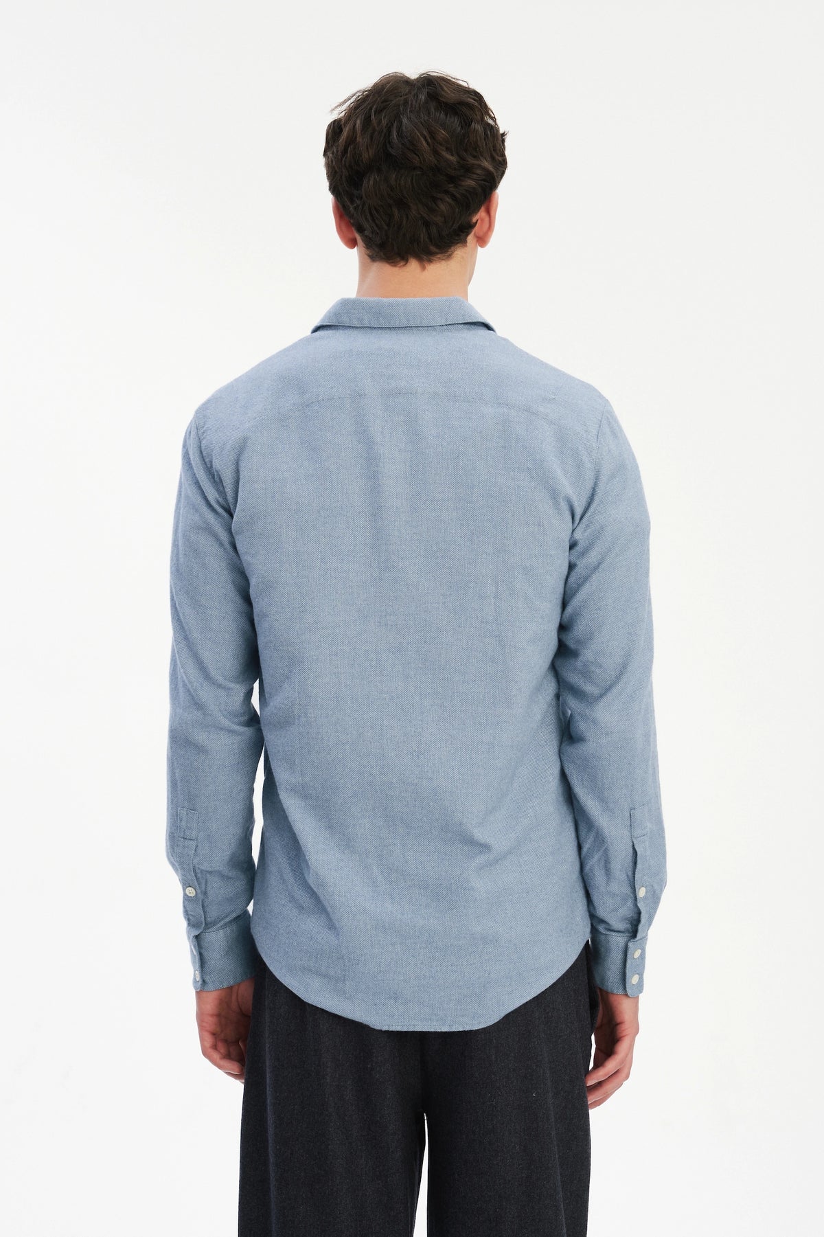Feel Good Shirt in a Blue Soft Double Brushed Italian Cotton Flannel