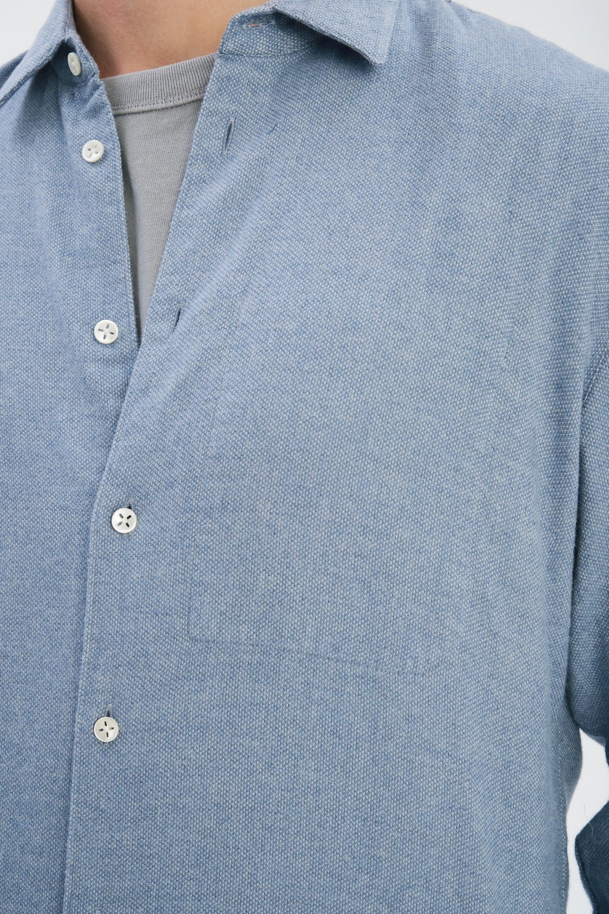 Feel Good Shirt in a Blue Soft Double Brushed Italian Cotton Flannel