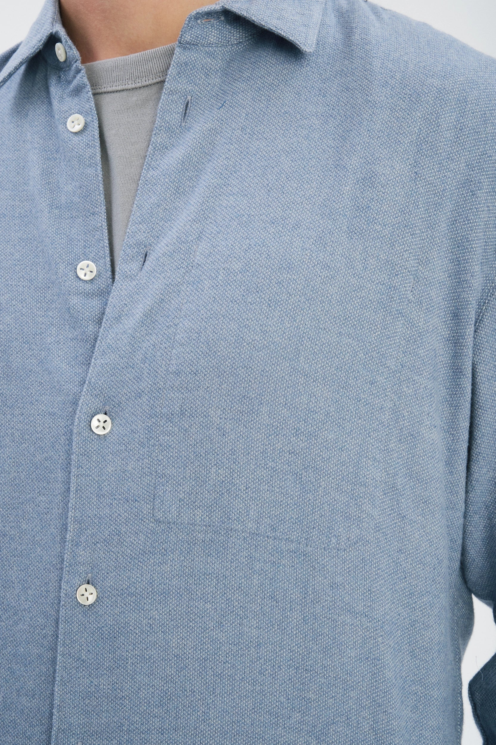 Feel Good Shirt in a Blue Soft Double Brushed Italian Cotton Flannel