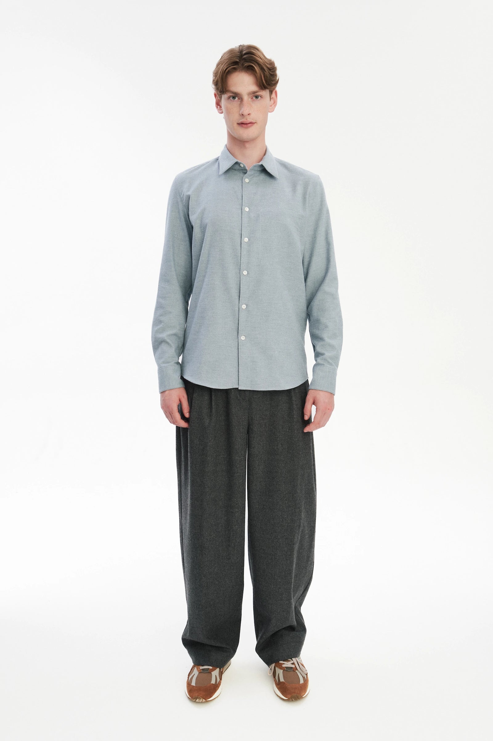 Feel Good Shirt in the Finest Light Grey Blue Italian Cotton