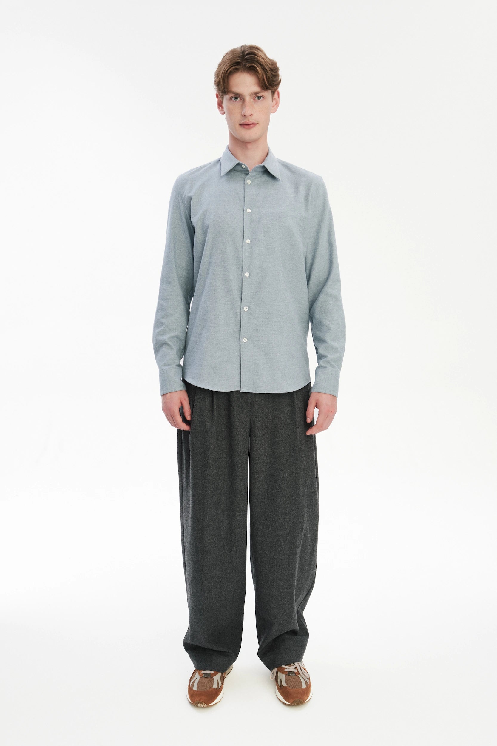 Feel Good Shirt in the Finest Light Grey Blue Italian Cotton