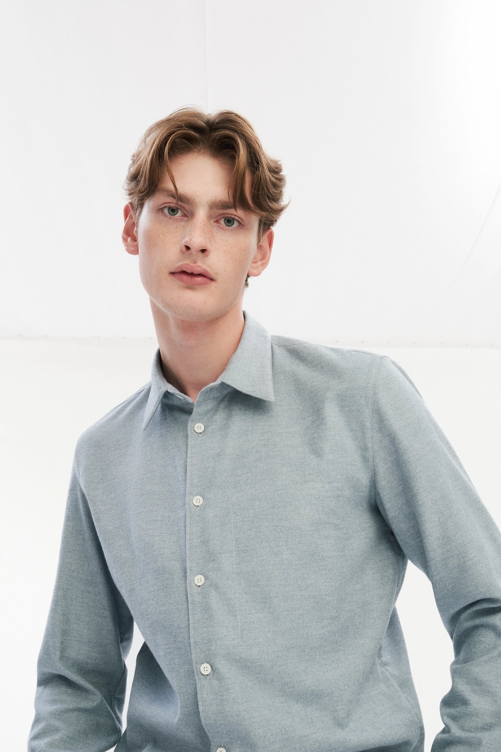 Feel Good Shirt in the Finest Light Grey Blue Italian Cotton