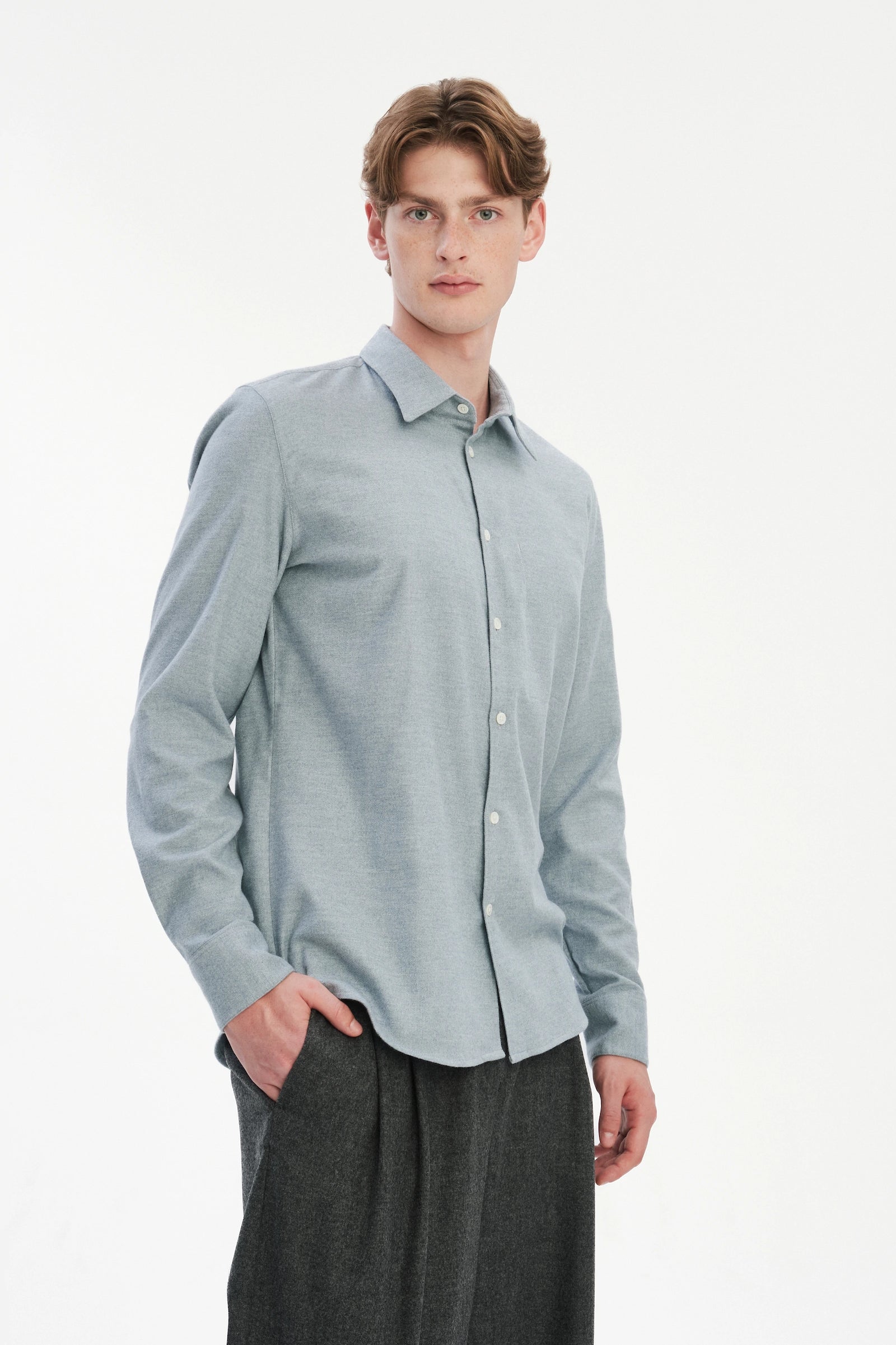 Feel Good Shirt in the Finest Light Grey Blue Italian Cotton