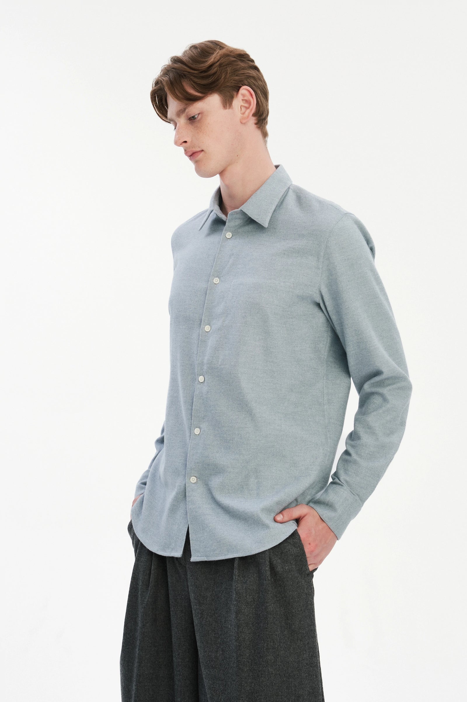 Feel Good Shirt in the Finest Light Grey Blue Italian Cotton