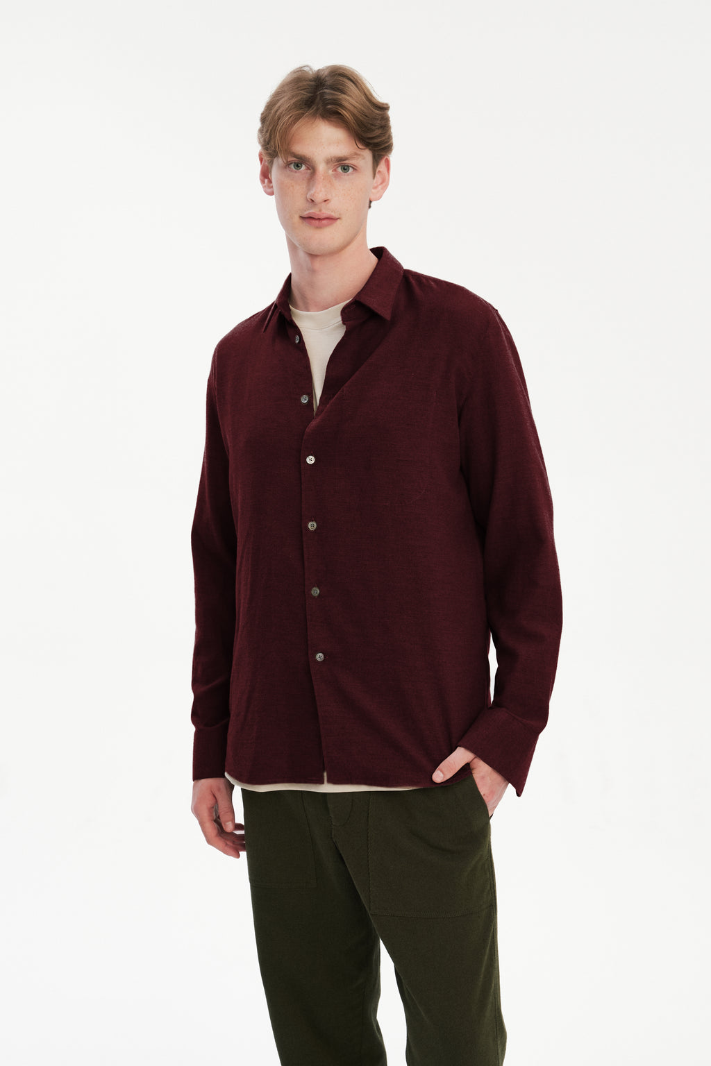 Feel Good Shirt in a Wine Recycled Structural Flannel