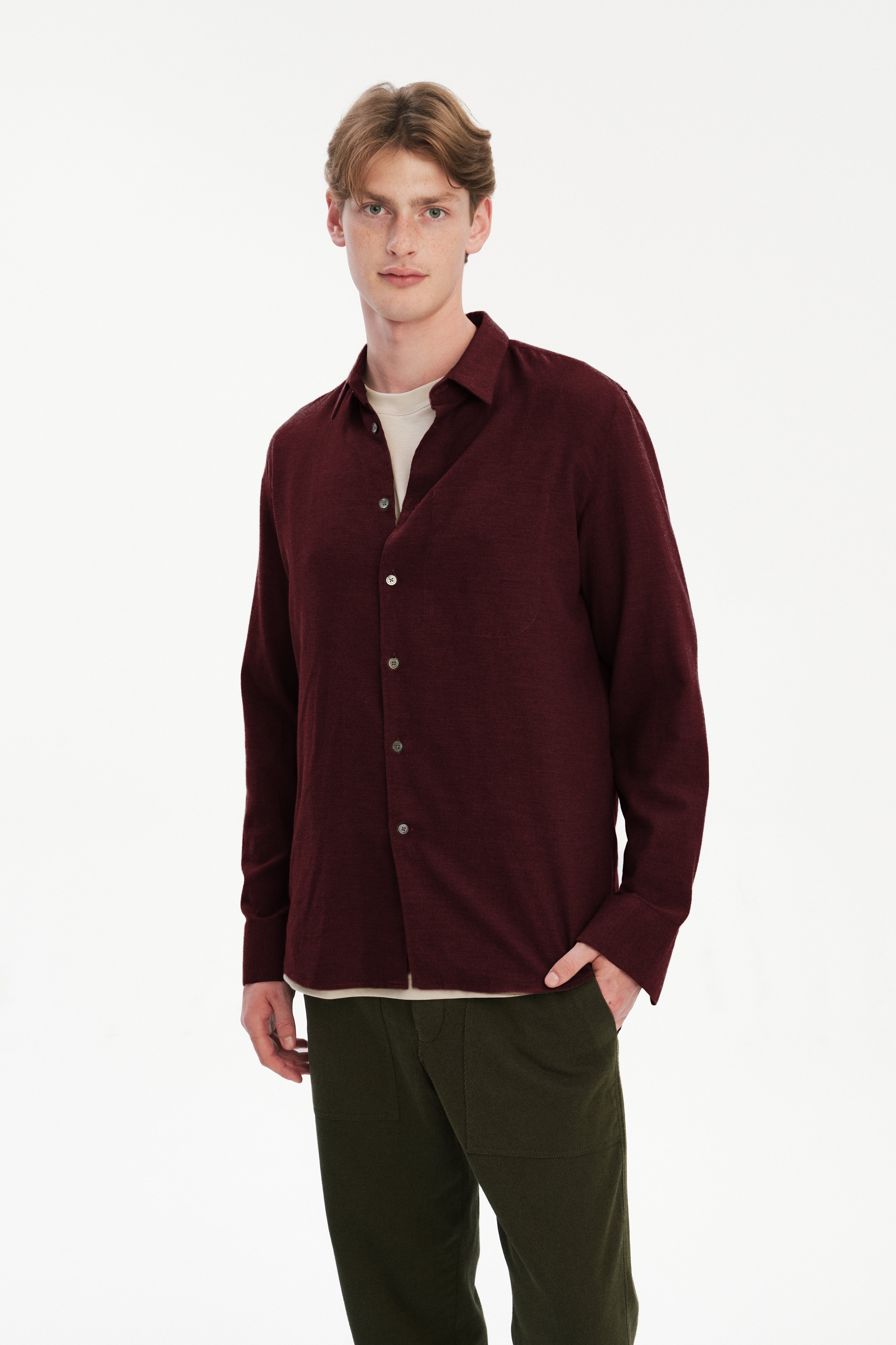 Feel Good Shirt in a Wine Recycled Structural Flannel