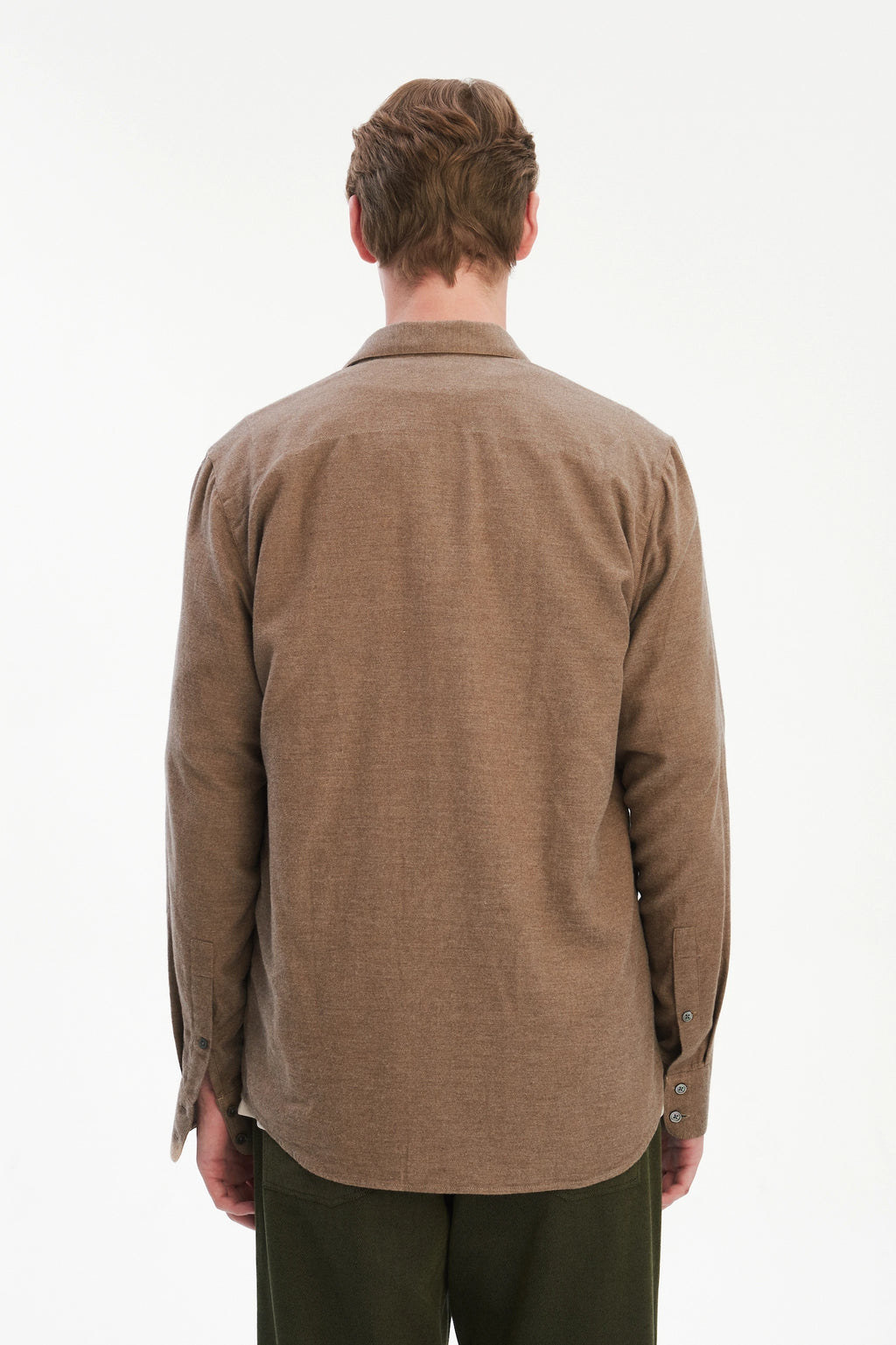 Feel Good Shirt in the Finest Taupe Brown Melange Italian Cotton Flannel