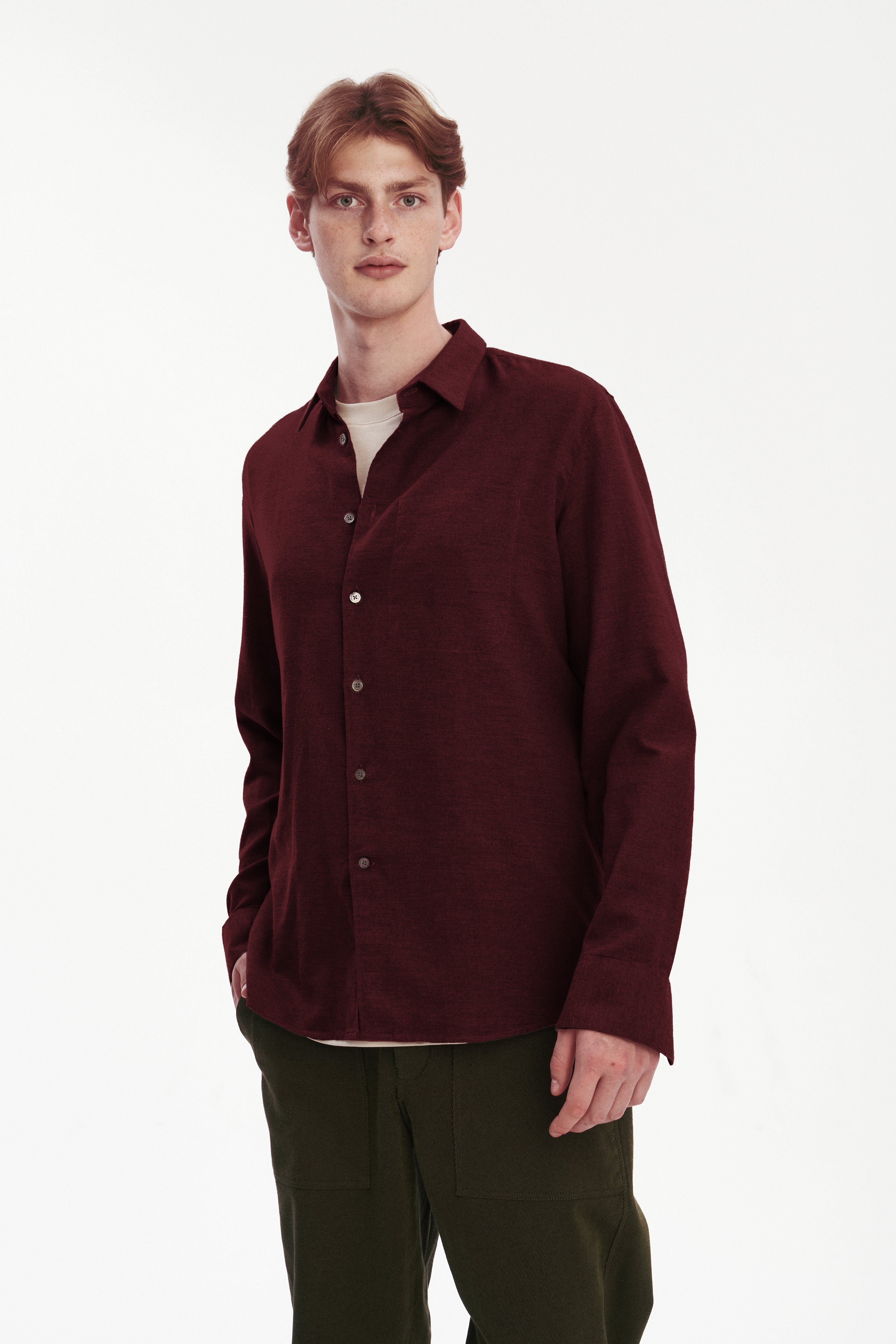 Feel Good Shirt in a Wine Recycled Structural Flannel