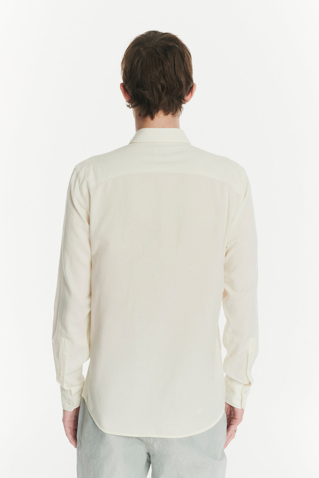 Feel Good Shirt in a Fine Soft Creamy White Italian Cotton and Virgin Wool