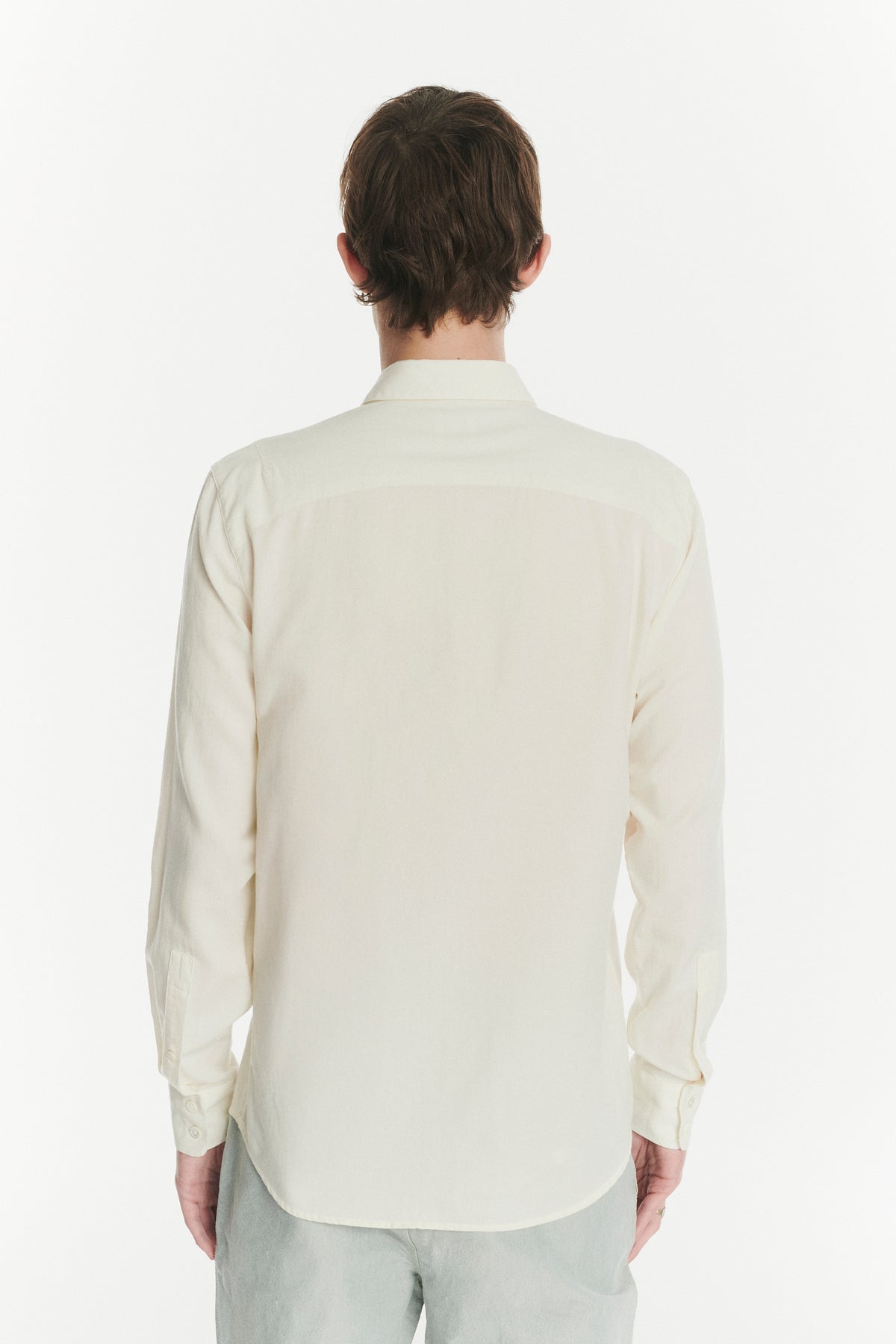 Feel Good Shirt in a Fine Soft Creamy White Italian Cotton and Virgin Wool