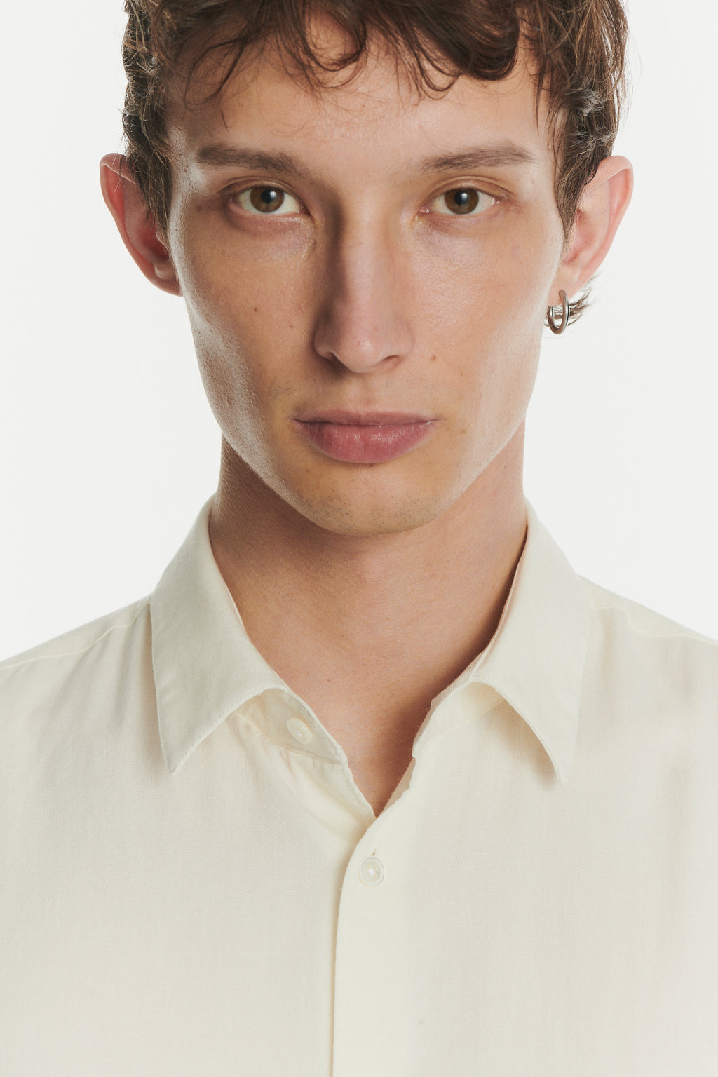 Feel Good Shirt in a Fine Soft Creamy White Italian Cotton and Virgin Wool