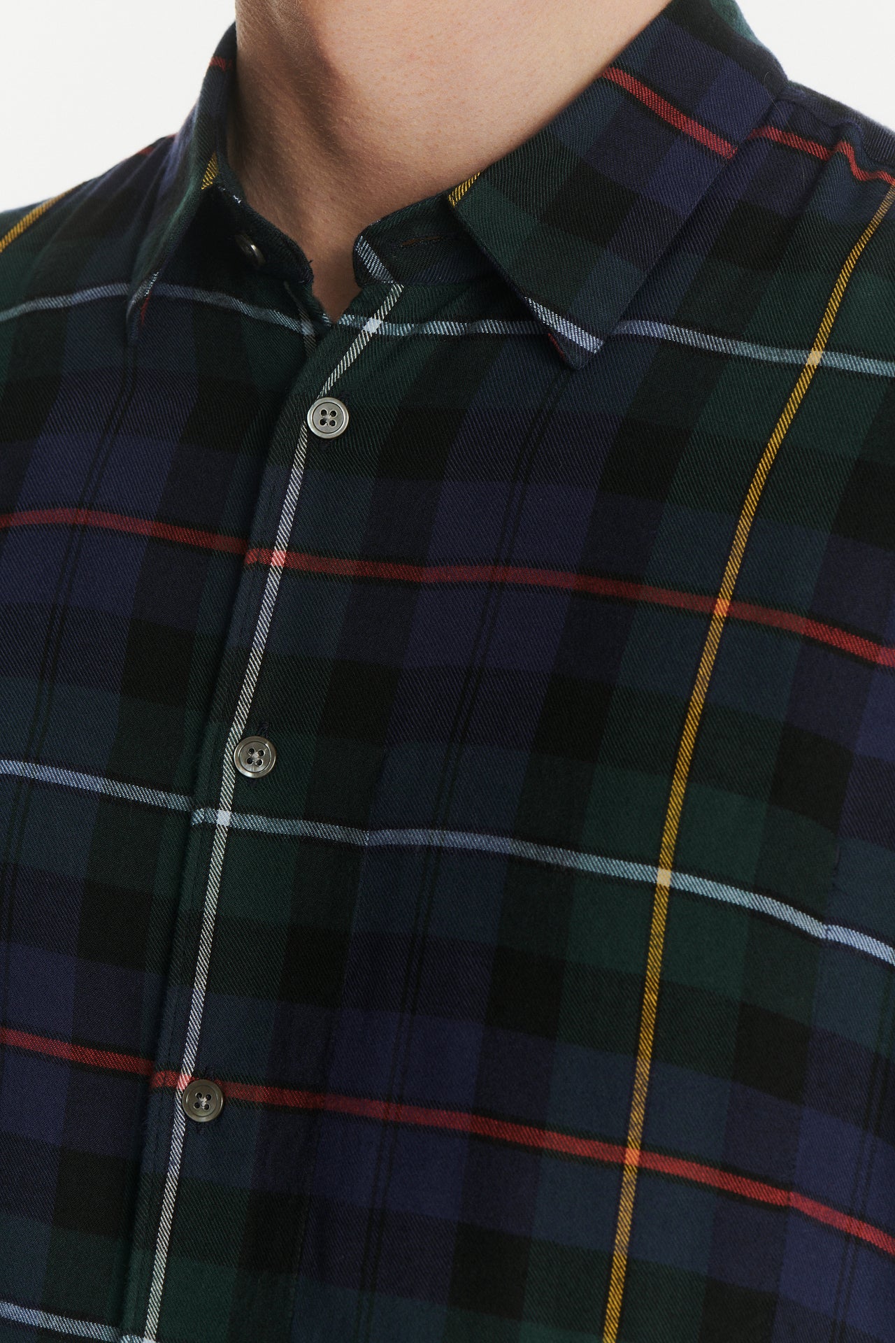 Feel Good Shirt in a Fine Fluid Chequered Dark Blue, Green, Red and Yellow Italian Modal