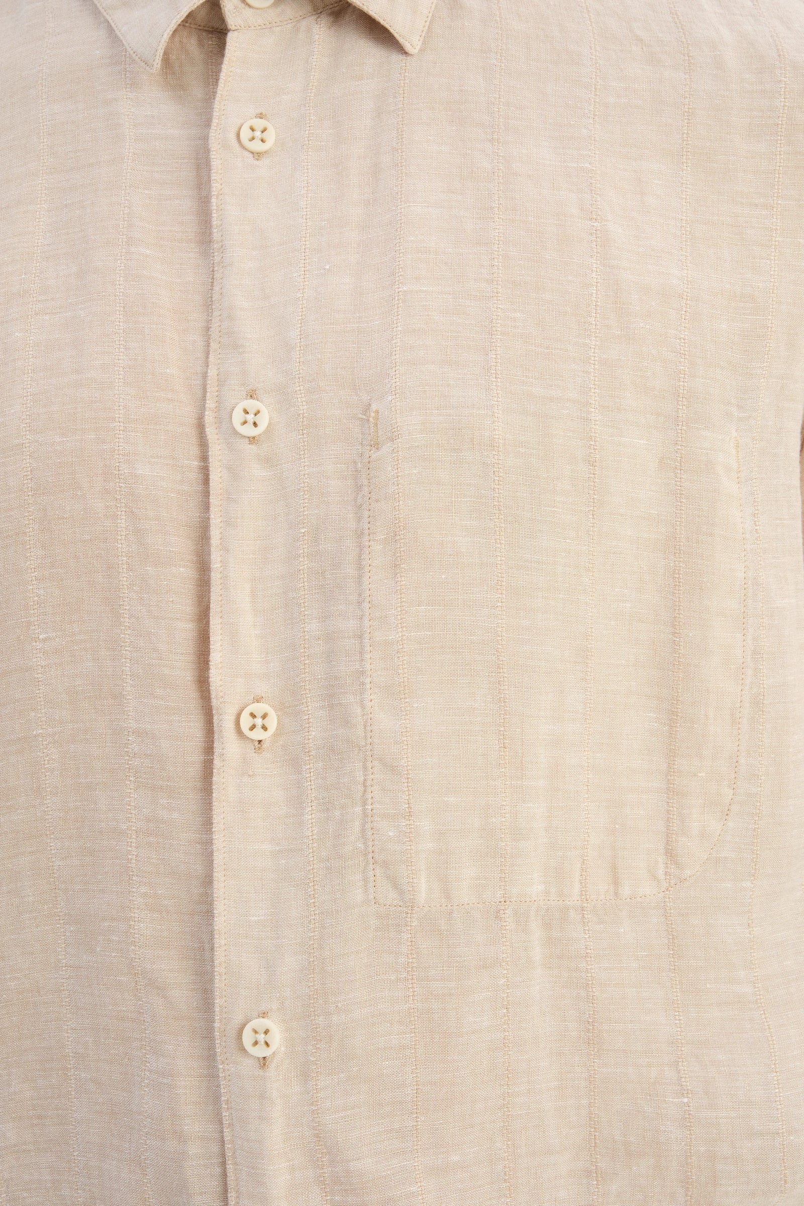 Feel Good Shirt in a Dobby Striped Soft Beige Italian Linen